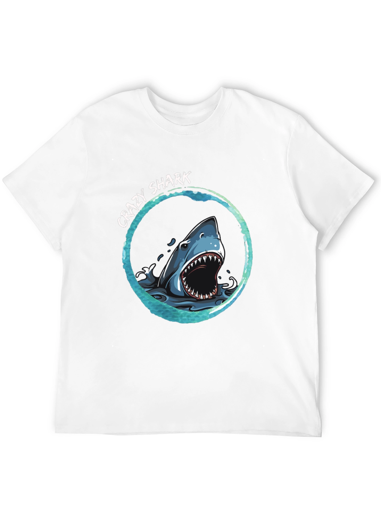 Black Crazy Shark Graphic Print T-Shirt view 12