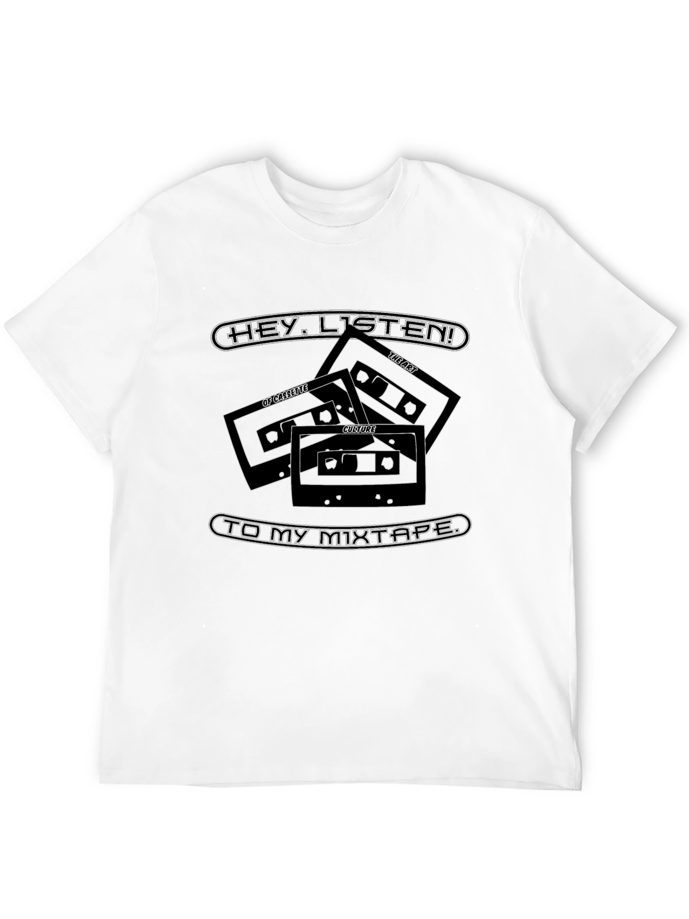 Black Retro Mixtape Graphic Tee - "Hey, Listen!" view 12
