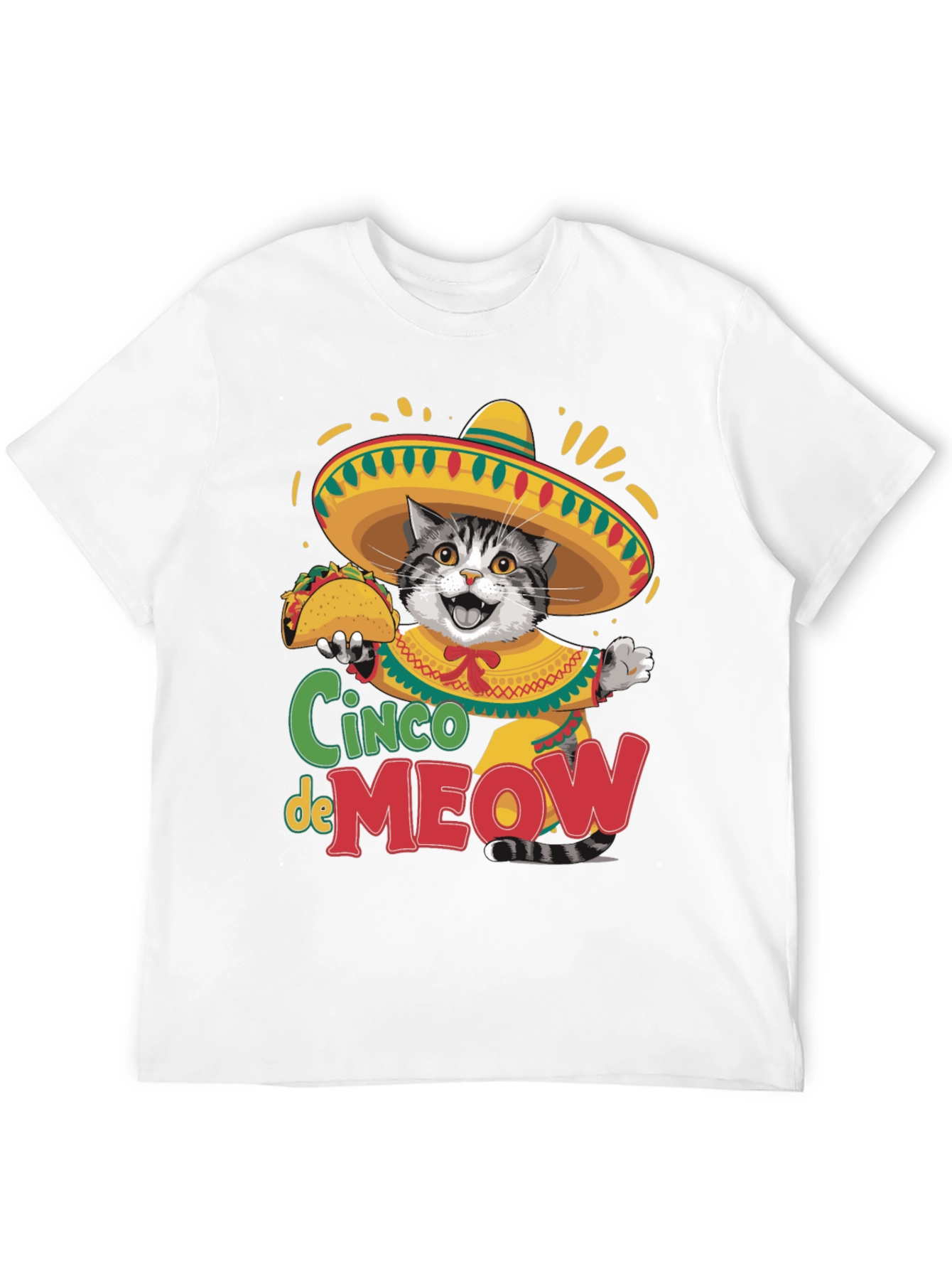 Black Cinco de Meow Cat T-Shirt - Taco Fiesta Tee view 12