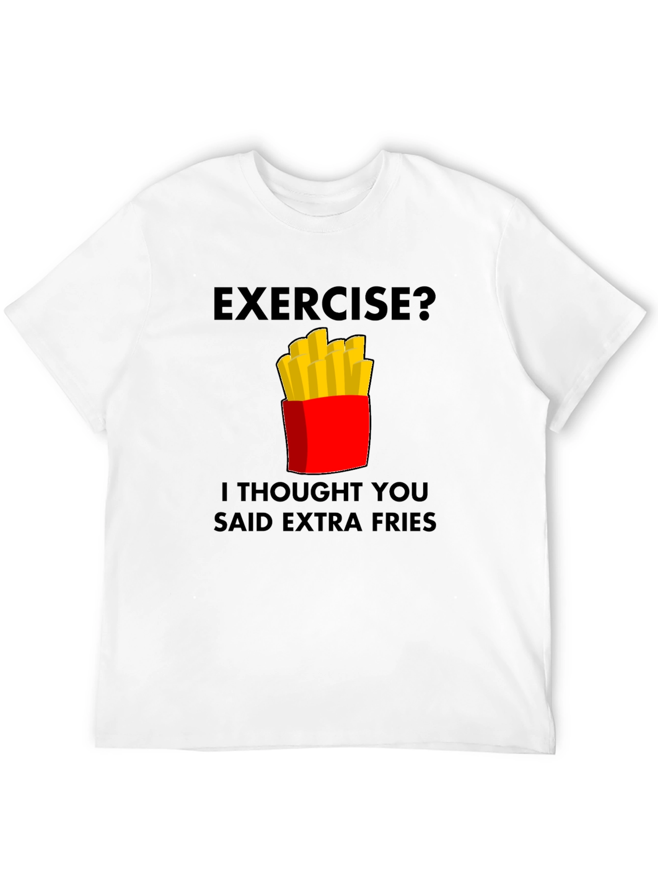 Black Funny Extra Fries Graphic T-Shirt view 12
