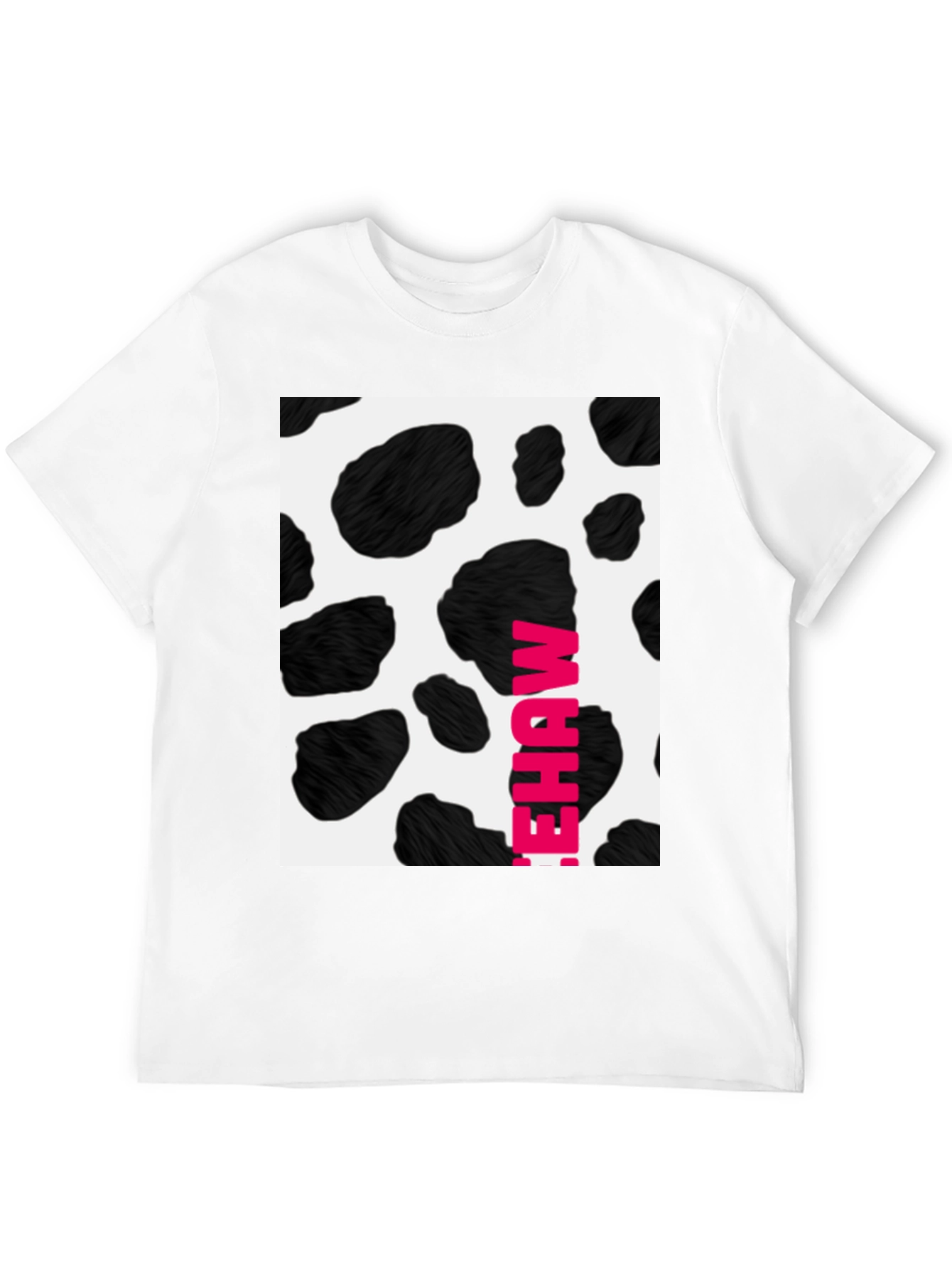 Black Cow Print T-Shirt with Pink Lettering view 12