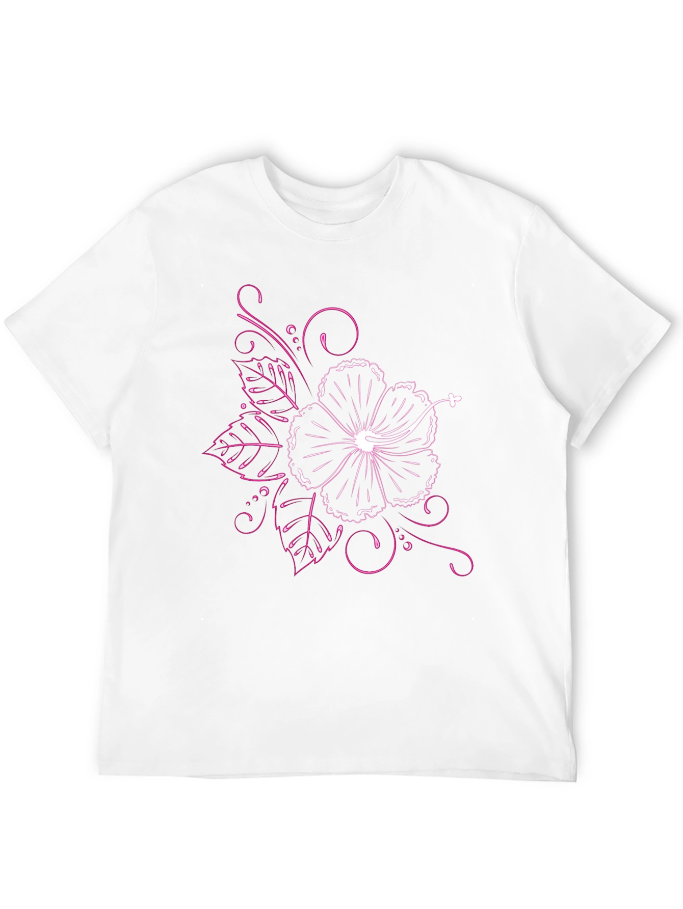 Black T-Shirt with Floral Hibiscus Design - 12