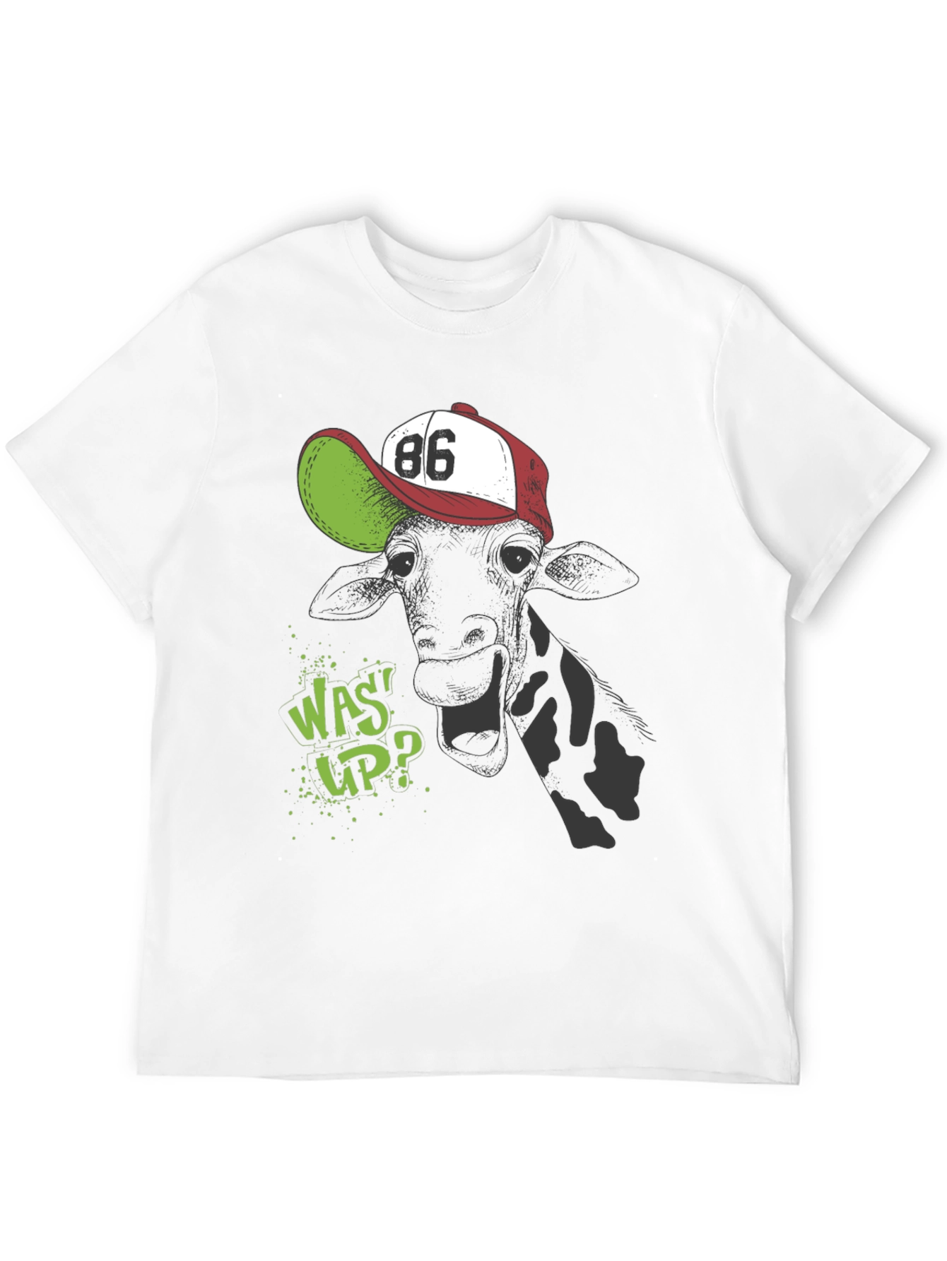 Black Cool Cow T-Shirt - 'Was Up?' Design view 12