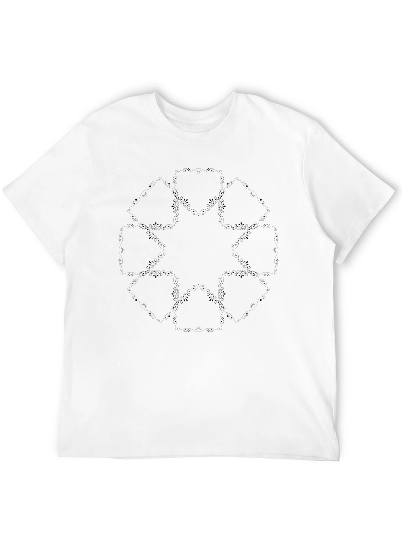 Black Men's Black Graphic Tee - Geometric Design view 12