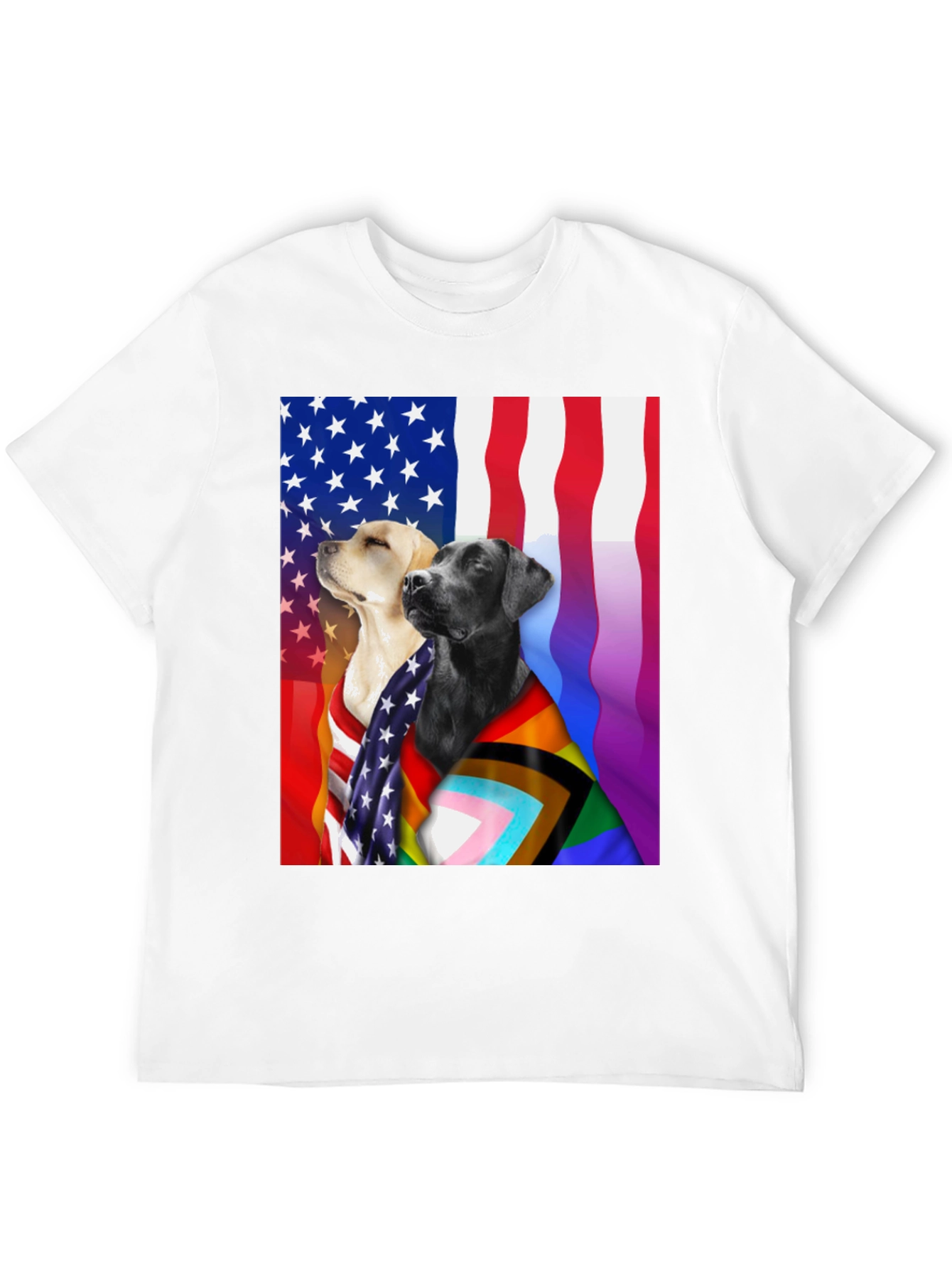 Black Patriotic Pride Dogs T-Shirt - American & LGBTQ+ Flags view 12
