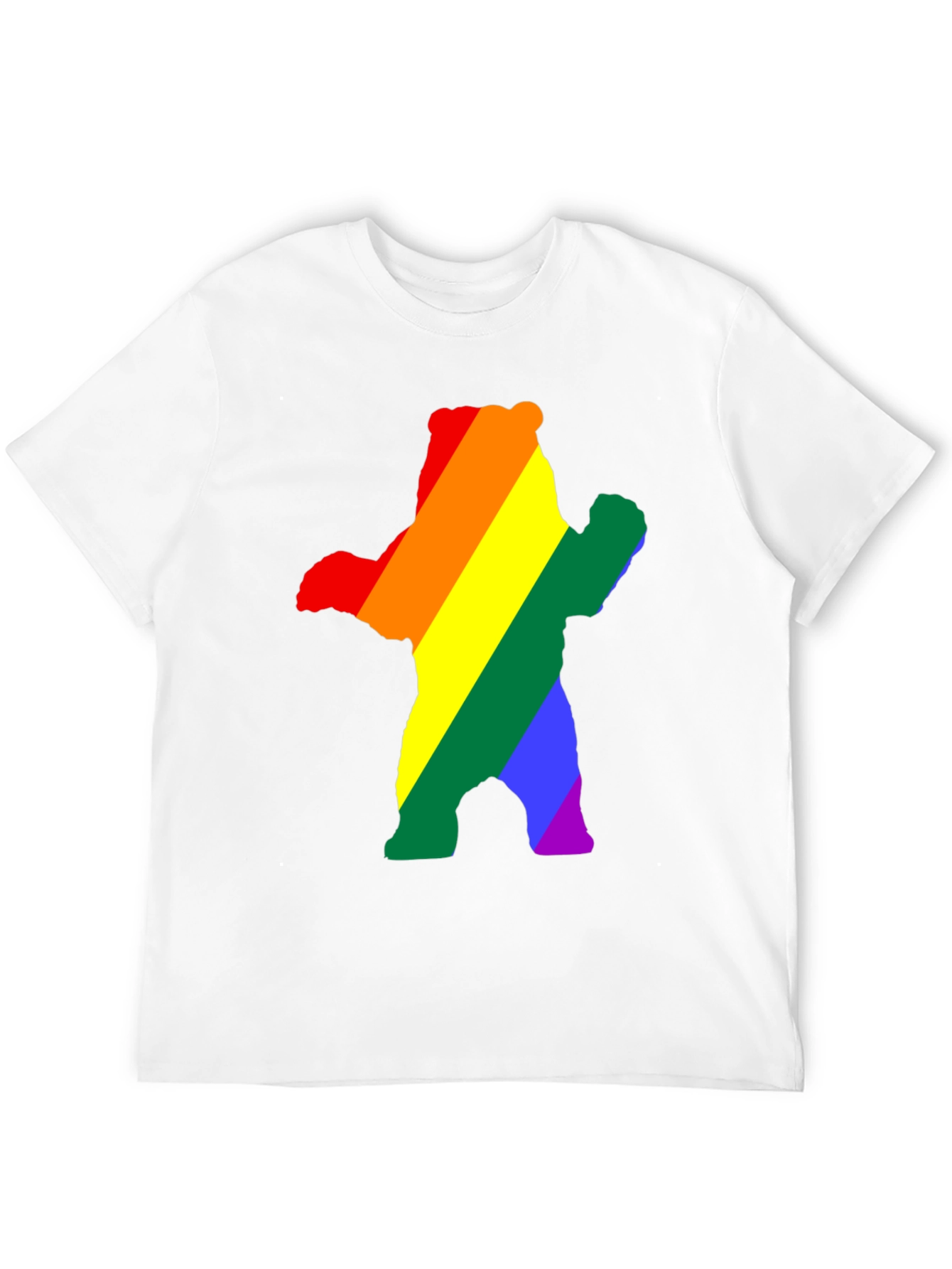 Black Rainbow Bear Pride T-Shirt - Black Crew Neck Cotton Tee view 12