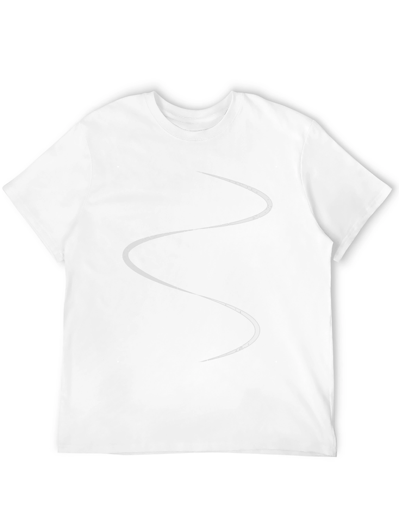 Black Men's Black T-Shirt with Abstract White Line Design view 12