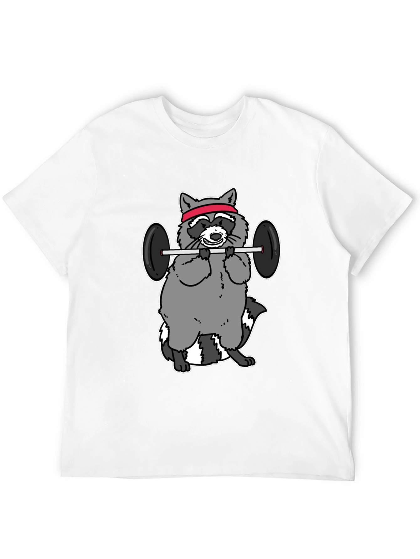 Black Raccoon Lifting Weights Funny Graphic T-Shirt view 12