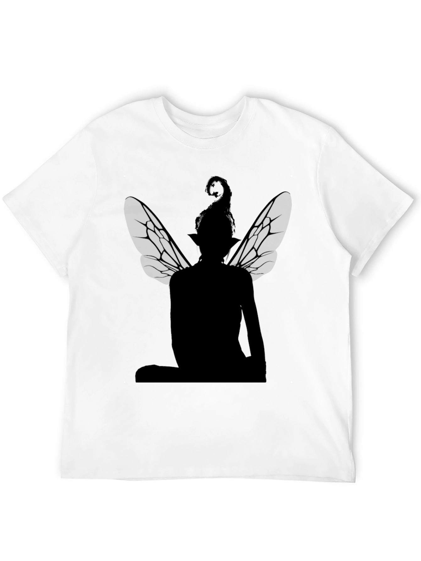 Black Fairy Silhouette T-Shirt - Black Graphic Tee view 12