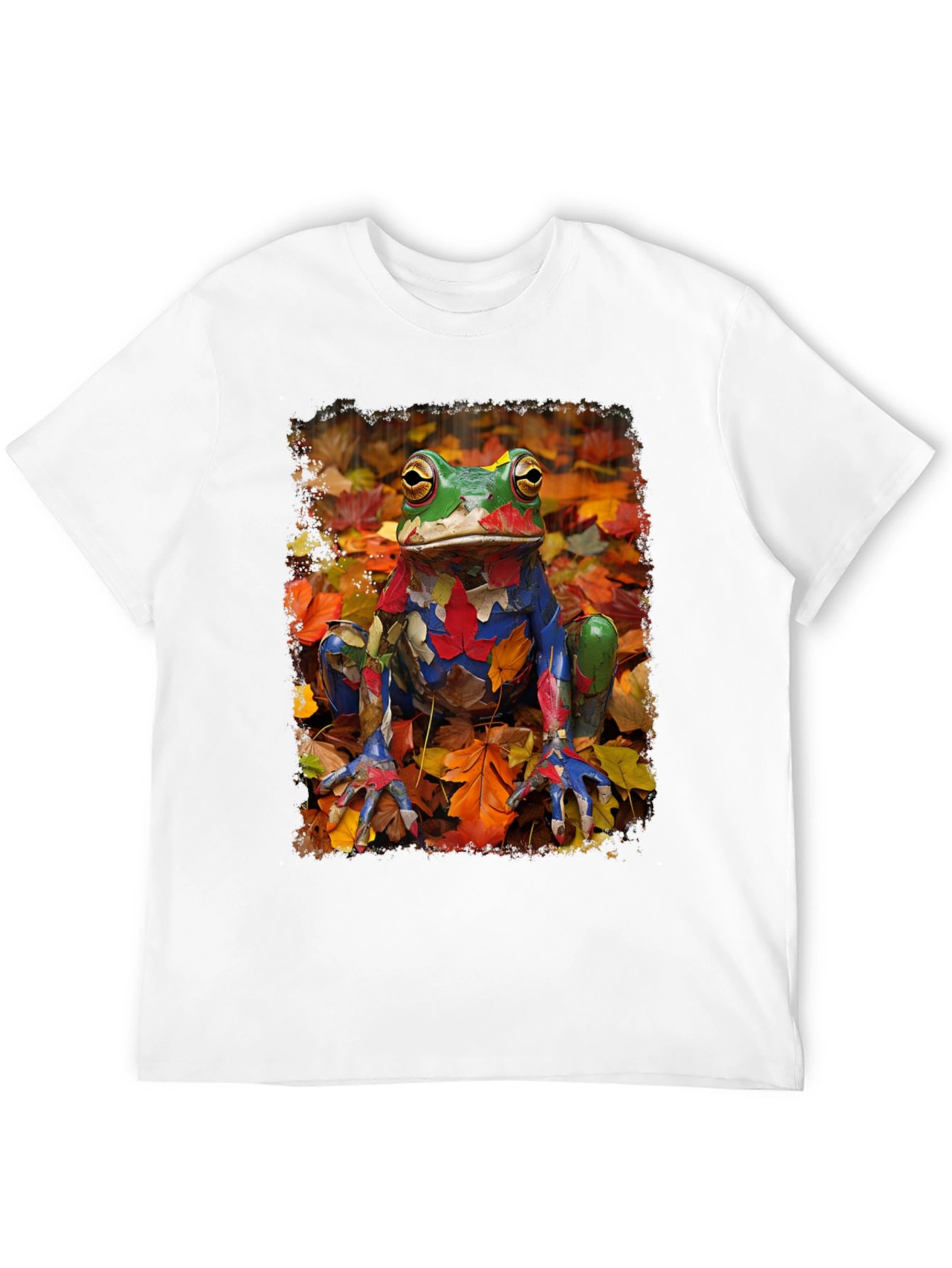 Black Frog in Fall Leaves Black T-Shirt view 12