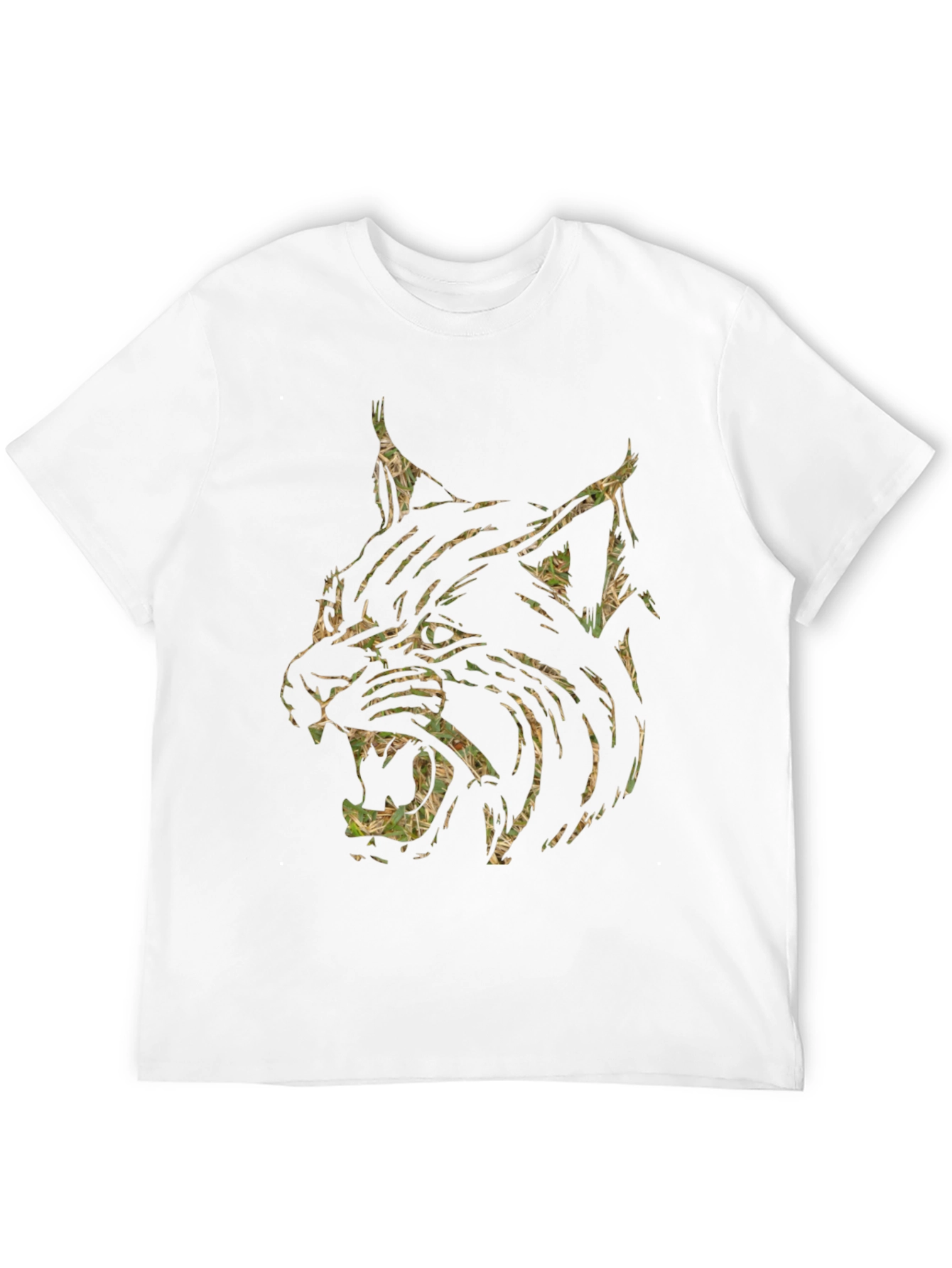 Black Men's Black T-Shirt with Camo Lynx Graphic view 12