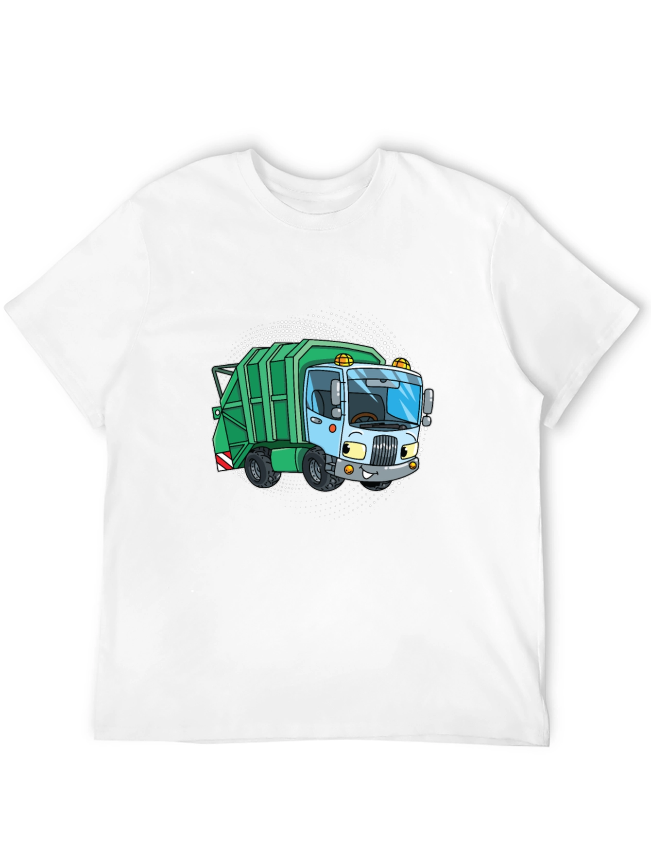 Black Garbage Truck Cartoon T-Shirt - Black Crew Neck Tee view 12