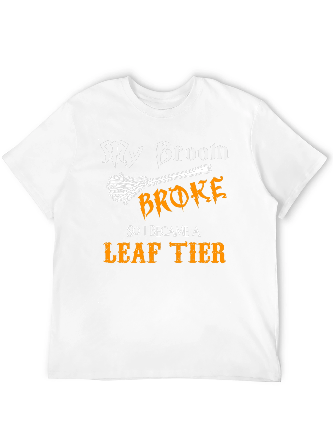 Black My Broom Broke Leaf Tier T-Shirt view 12