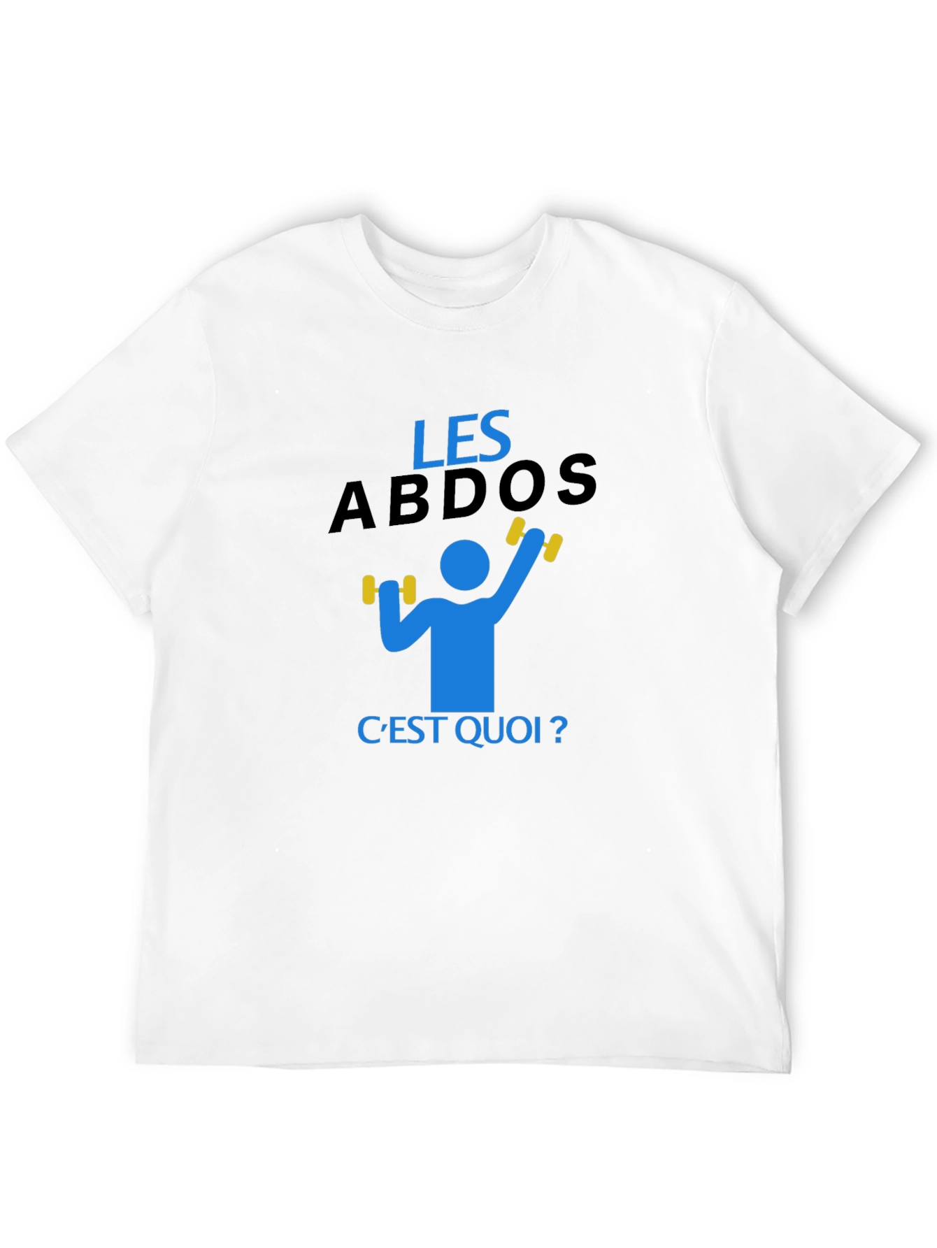 Black Funny "Les Abdos C'est Quoi" Gym Workout T-Shirt view 12