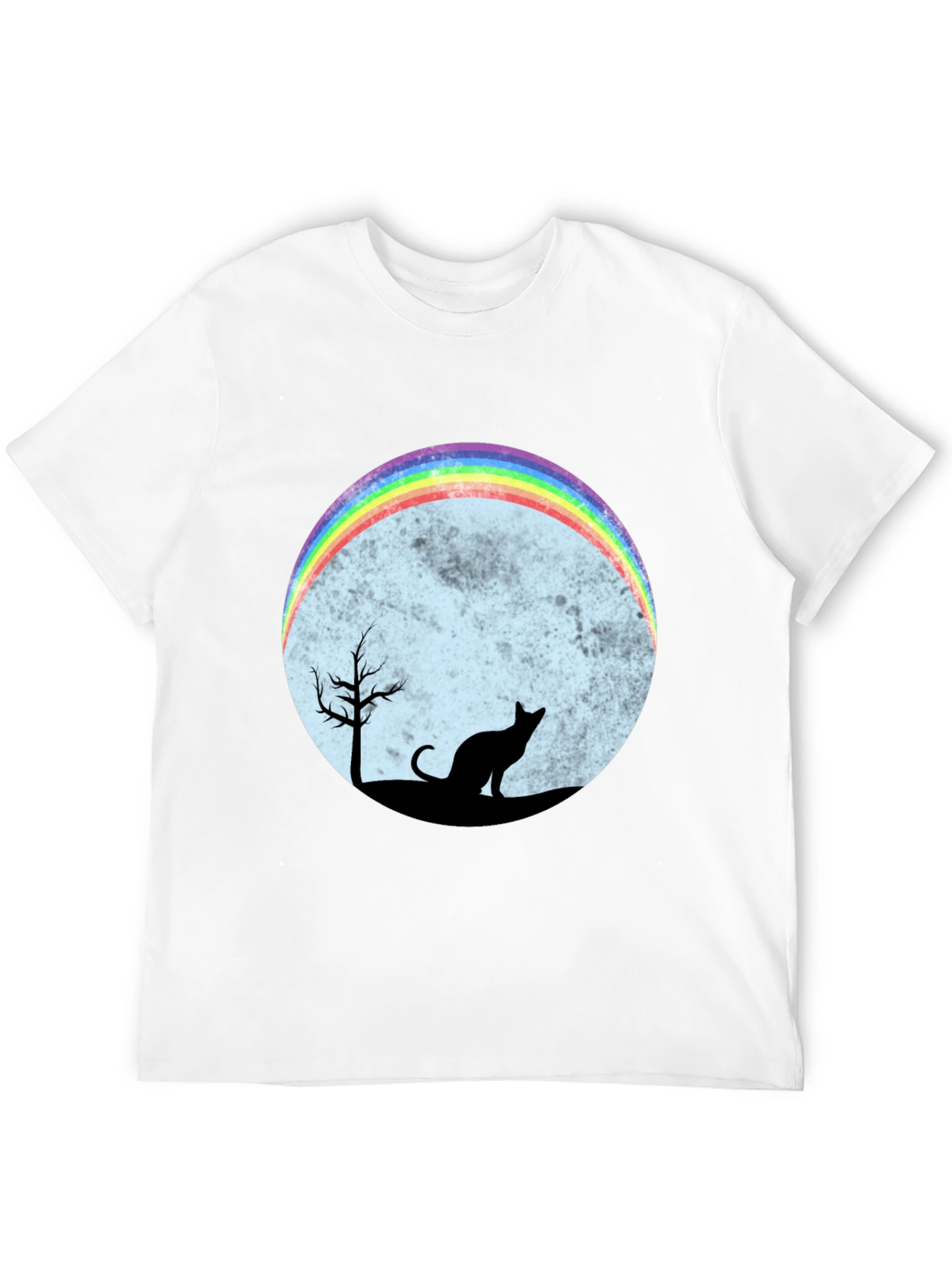 Black Rainbow Cat Silhouette Graphic T-Shirt view 12