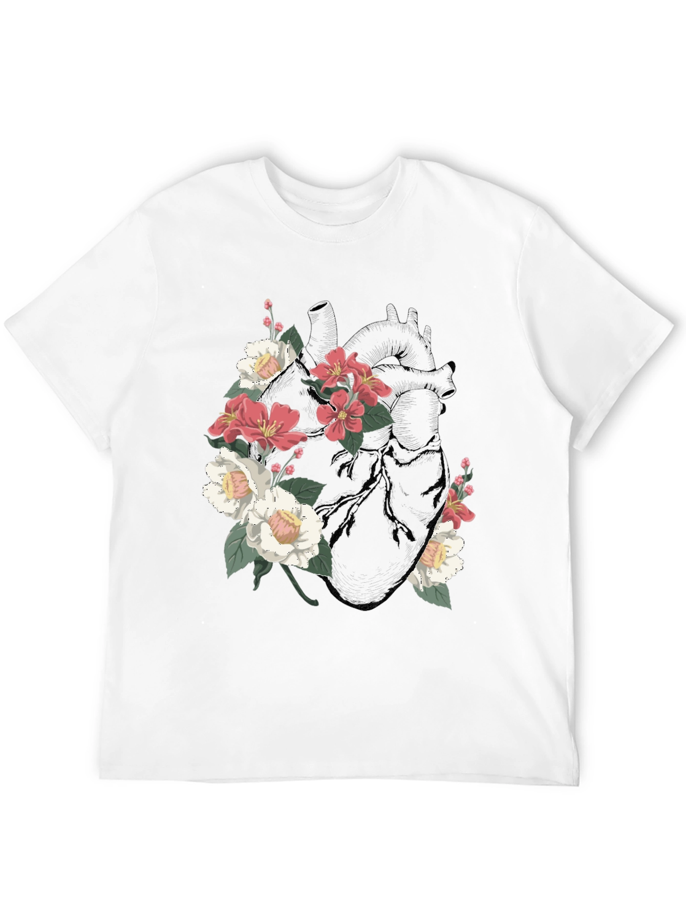 Black Floral Heart Graphic T-Shirt - Black view 12