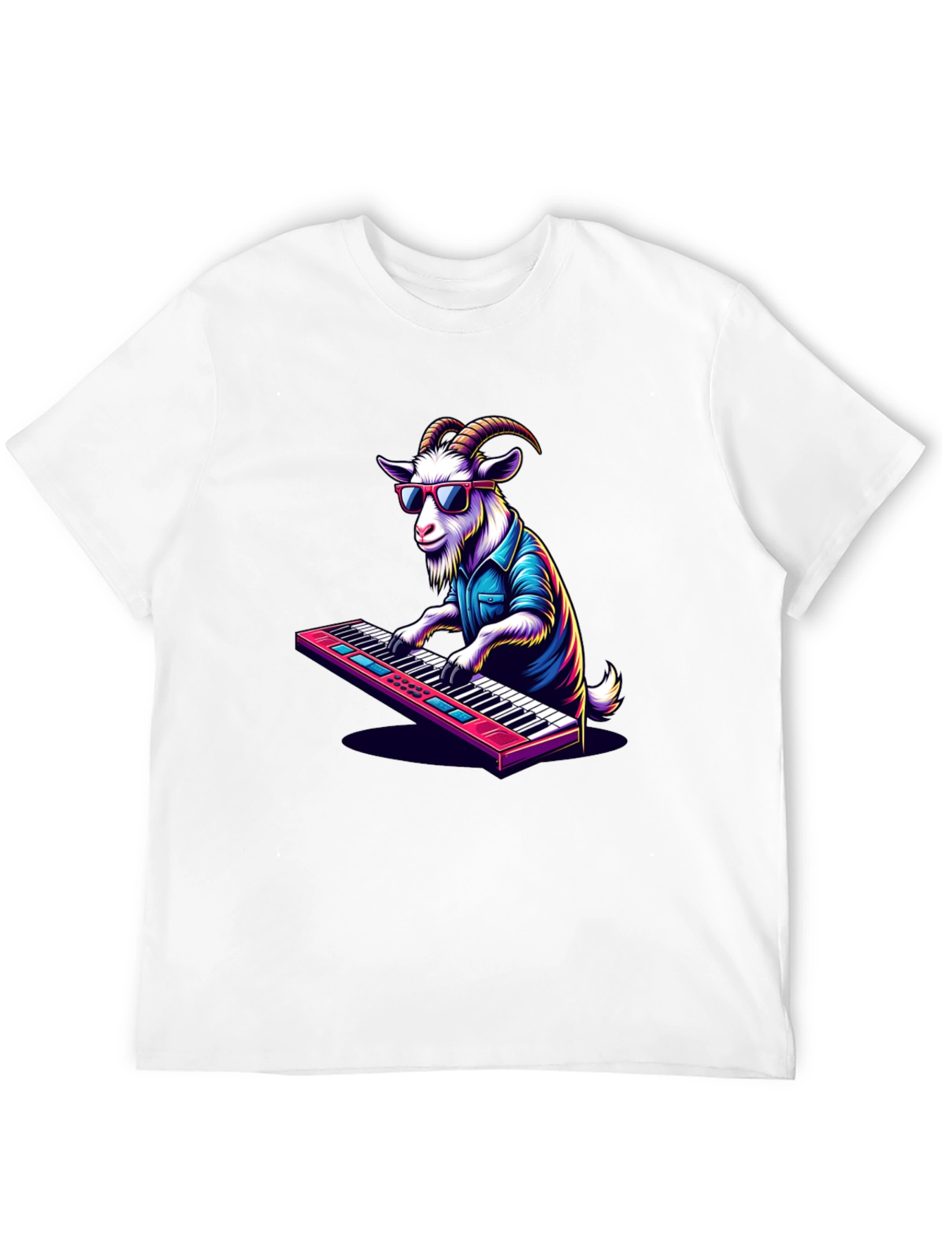 Black Goat Playing Keyboard T-Shirt - Cool Animal Tee view 12
