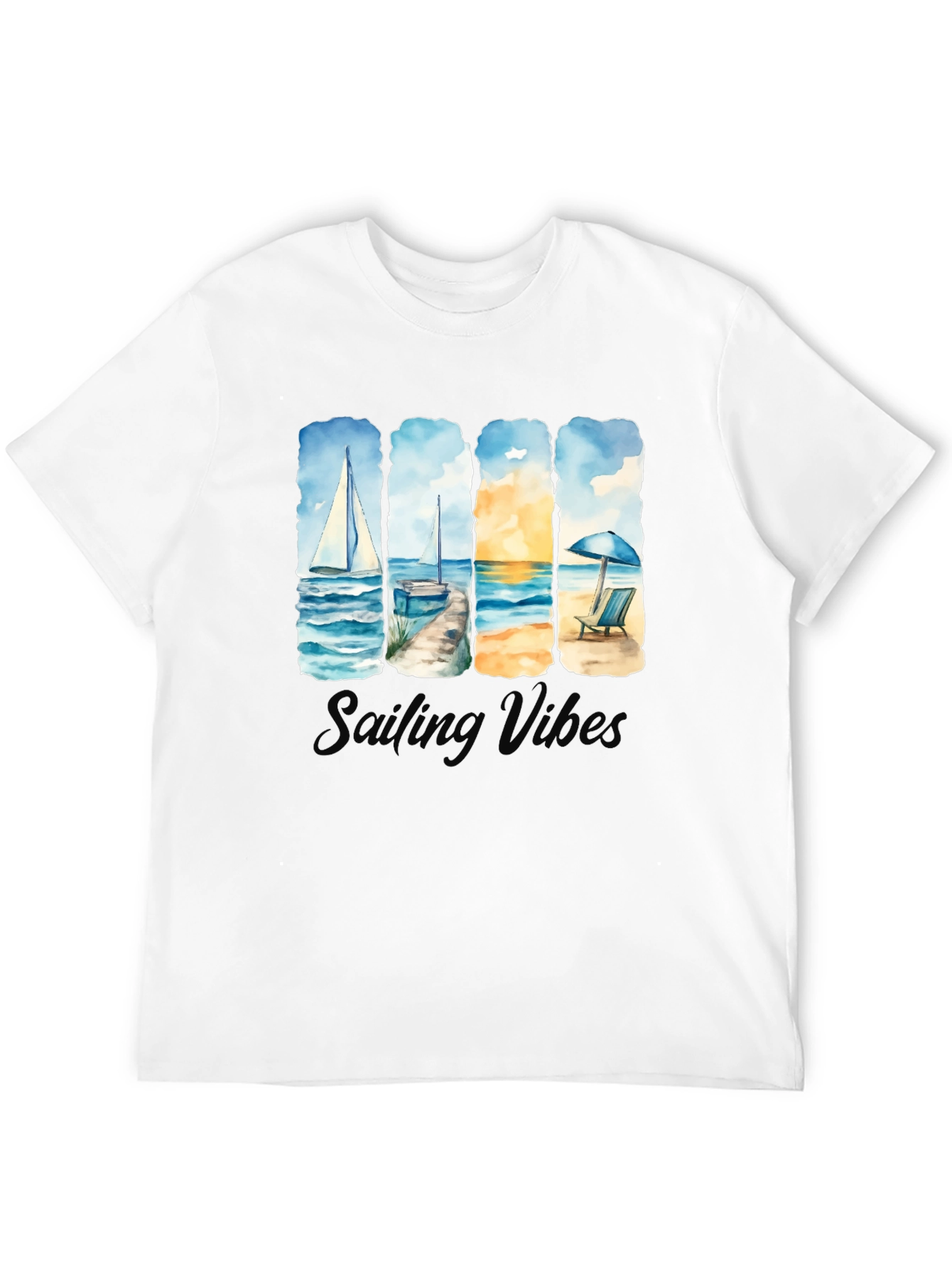 Black Sailing Vibes T-Shirt - Black Cotton Tee view 12