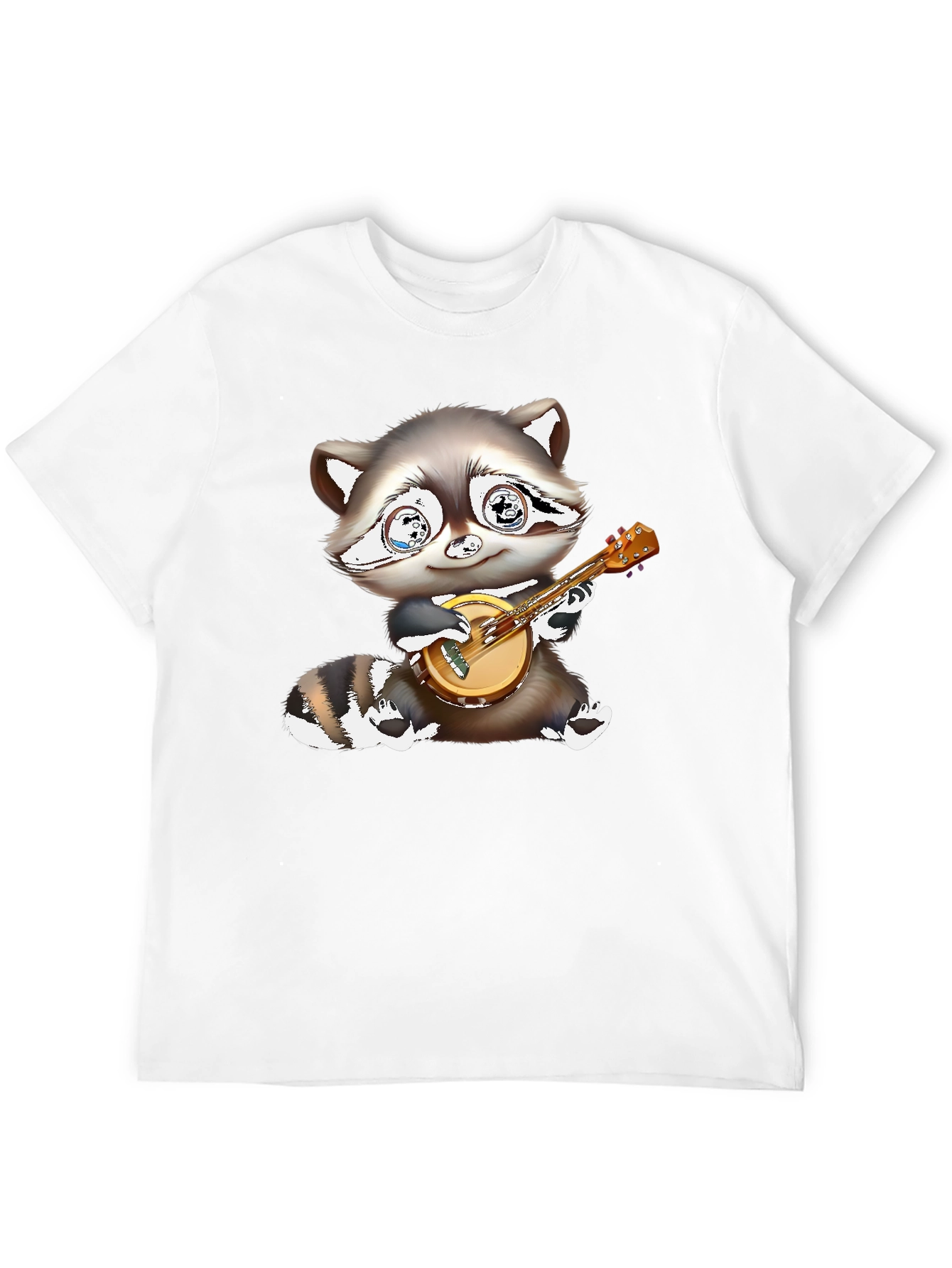 Black Raccoon Banjo Player Graphic Tee - Black Cotton Blend view 12