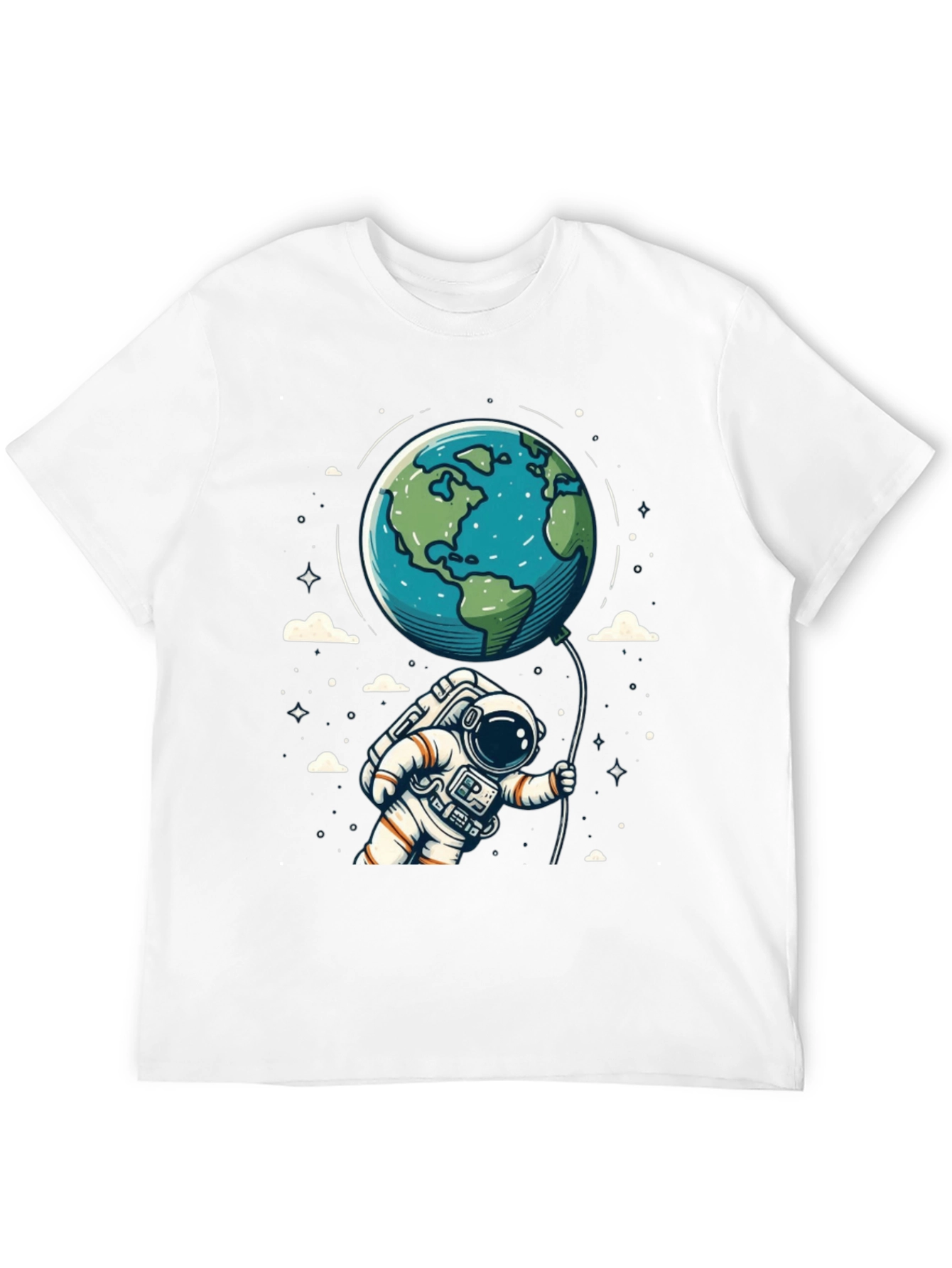 Black Astronaut Earth Balloon Black T-Shirt view 12