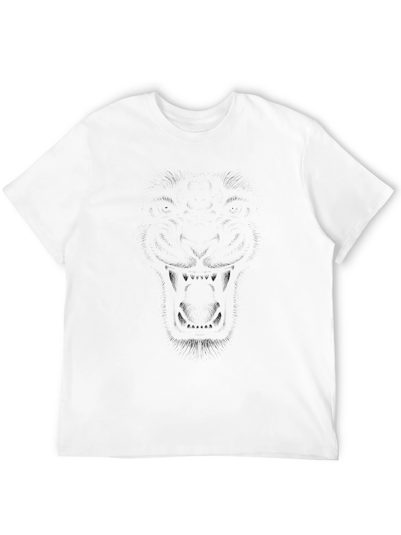 Black Men's Black Graphic Tee - Lion Face Design view 12
