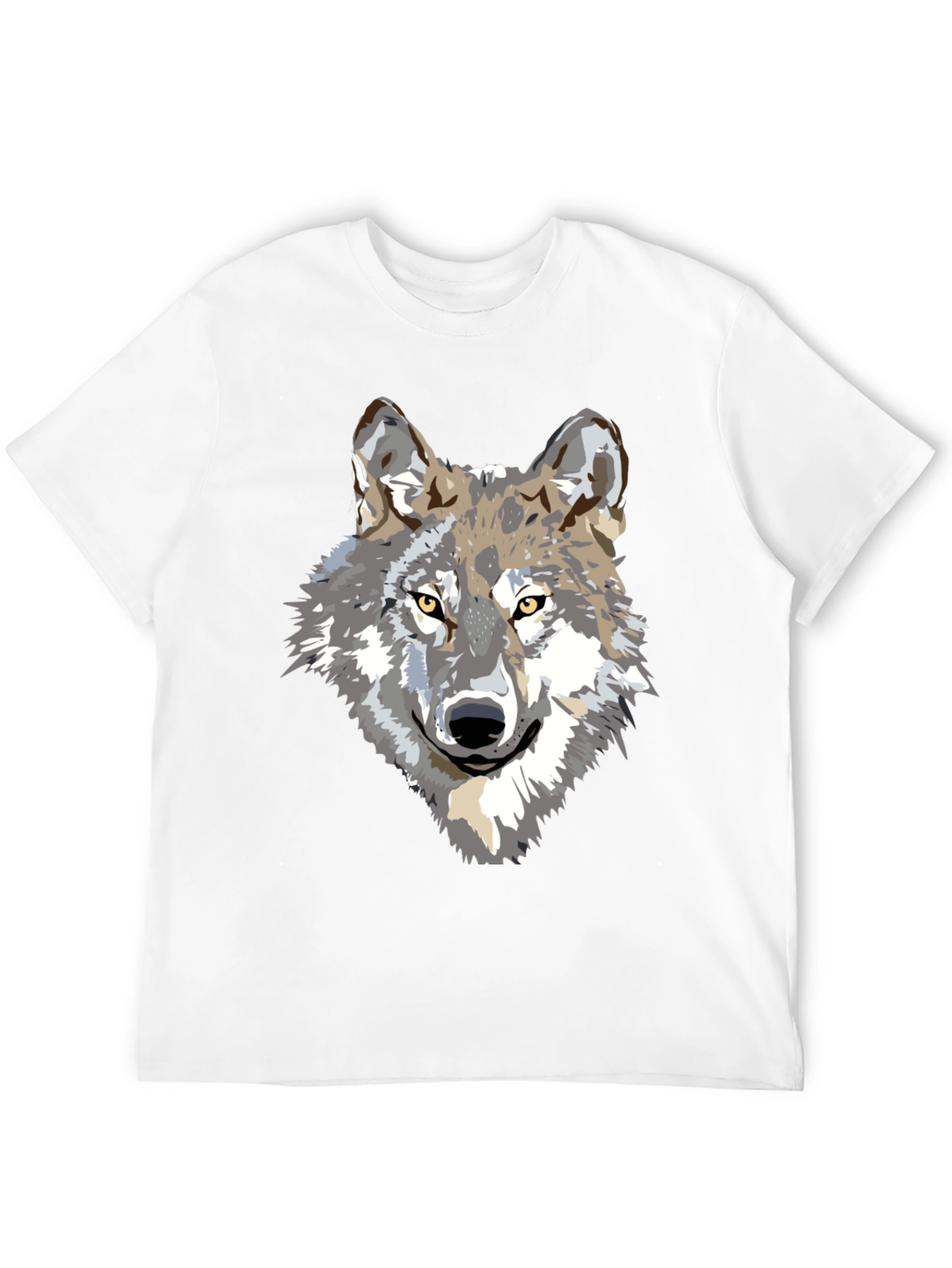 Black Men's Black T-Shirt with Wolf Graphic view 12