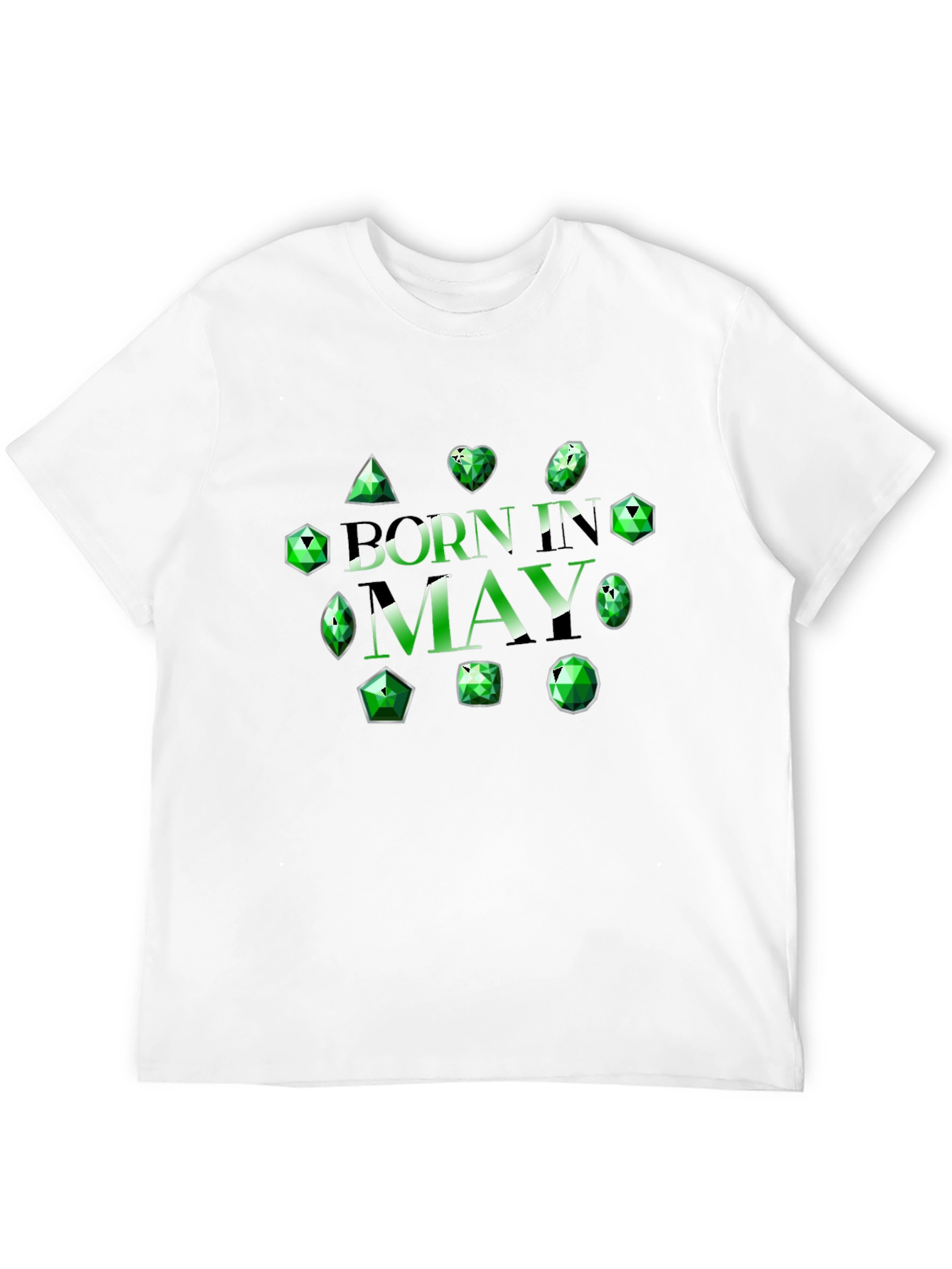 Black Born in May Emerald Gemstone T-Shirt view 12