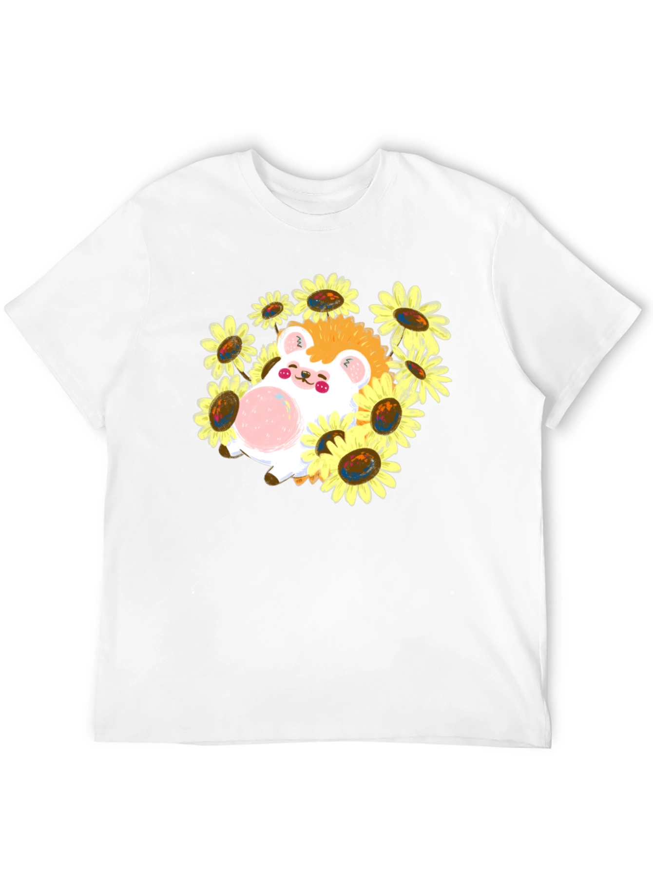 Black Cute Hedgehog Sunflower T-Shirt view 12