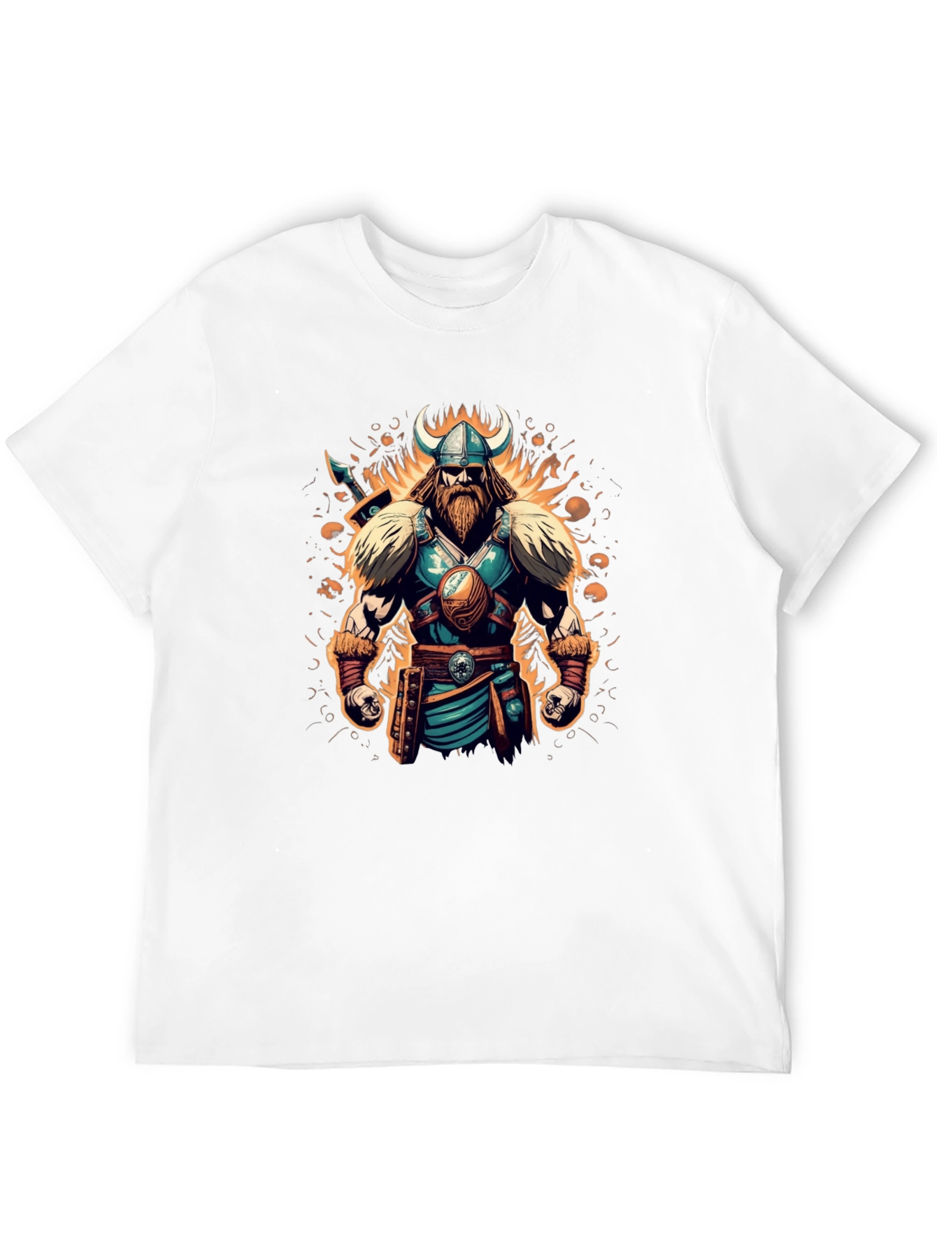 Black Viking Warrior Graphic Tee - Black Cotton Blend view 12