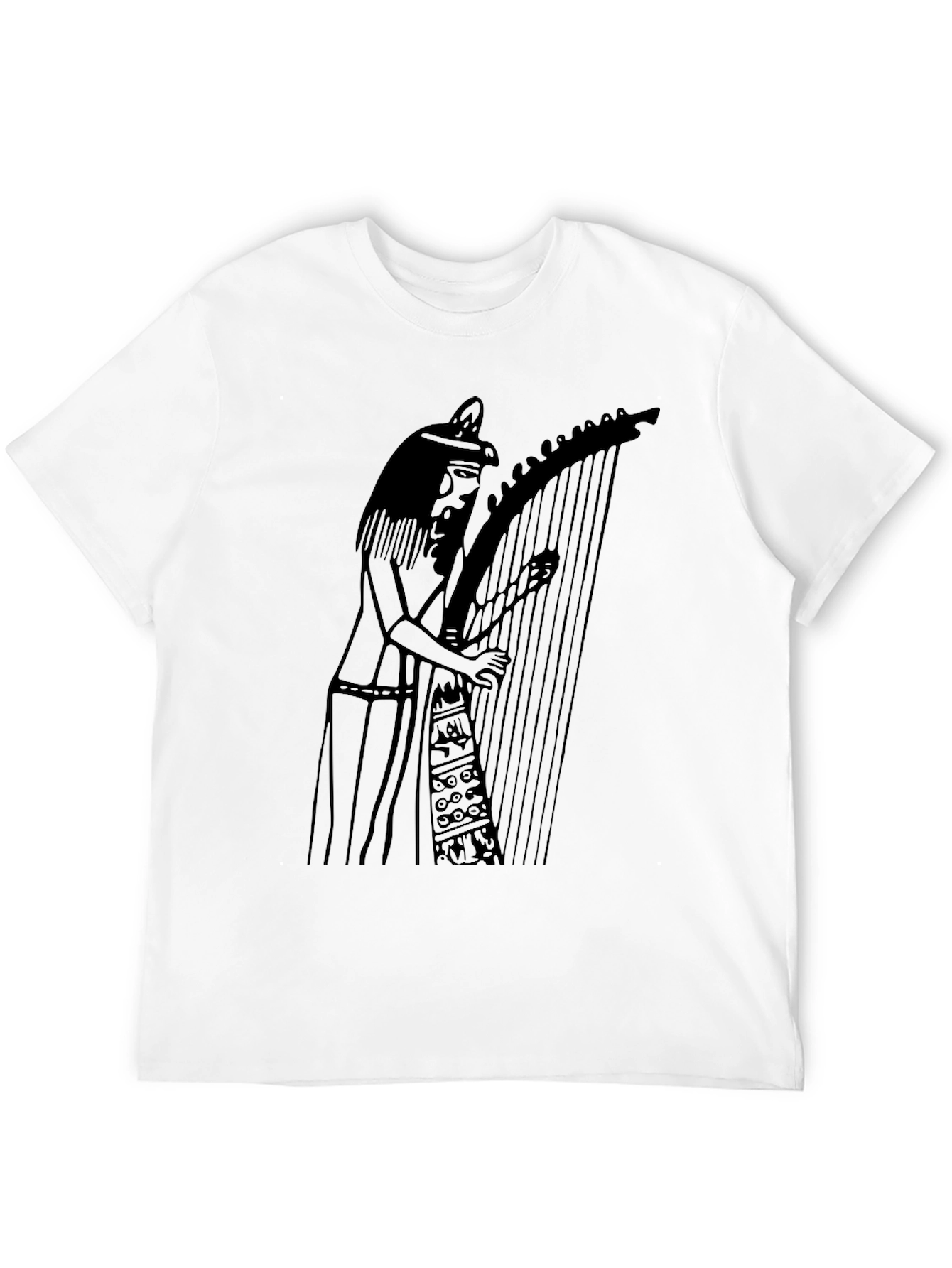 Black Egyptian Harpist Graphic Tee - Black Unisex T-Shirt view 12