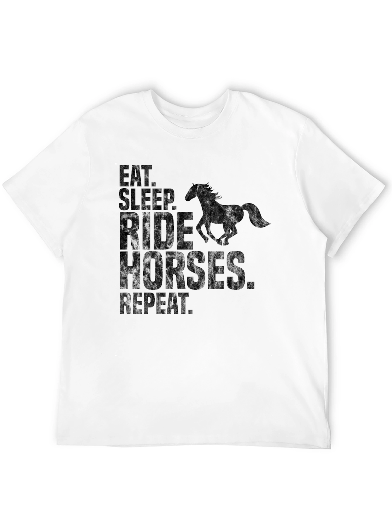 Black Eat Sleep Ride Horses Repeat Black T-Shirt view 12