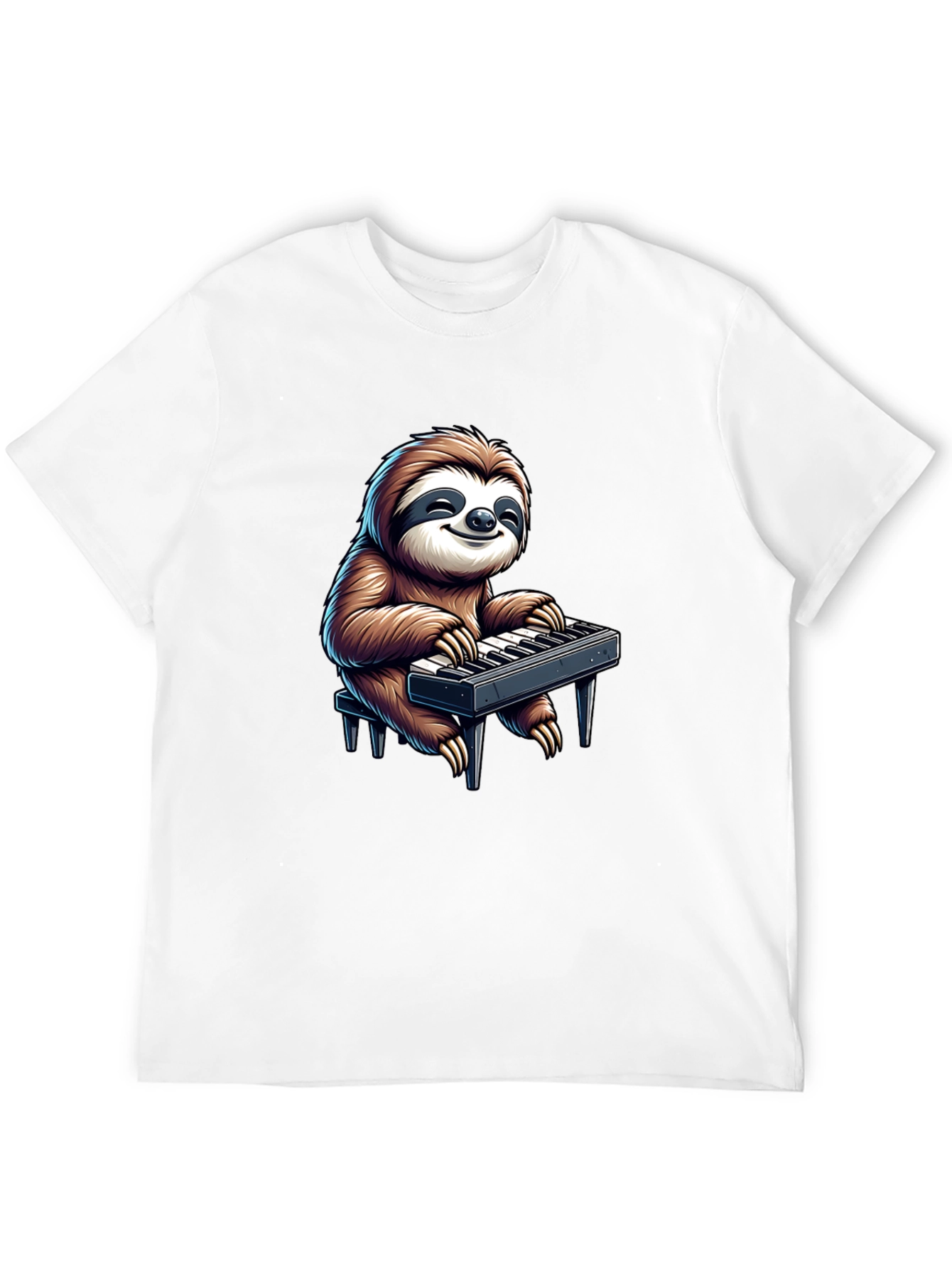Black Sloth Playing Keyboard Graphic Tee - Black view 12