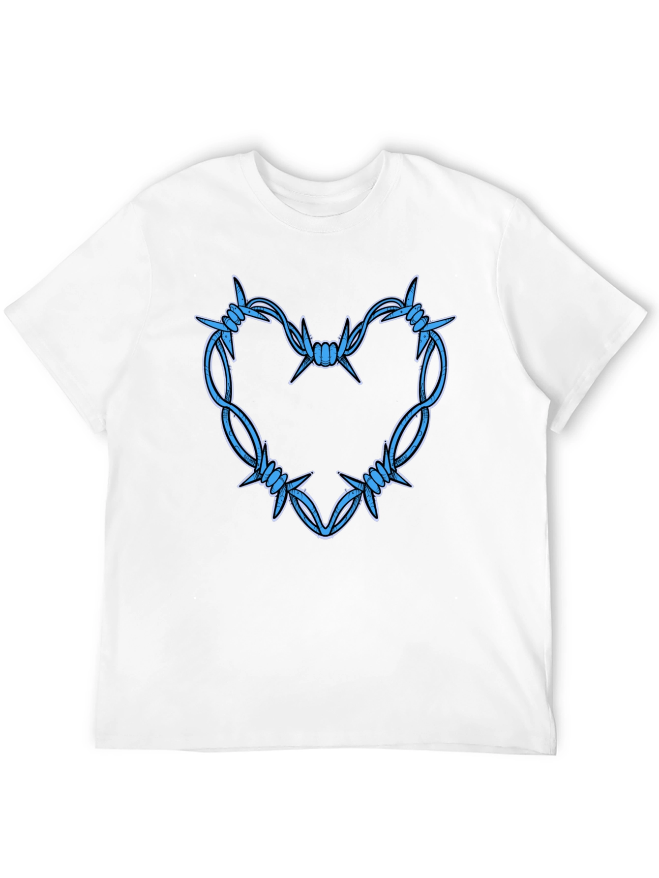 Black Barbed Wire Heart Graphic T-Shirt view 12