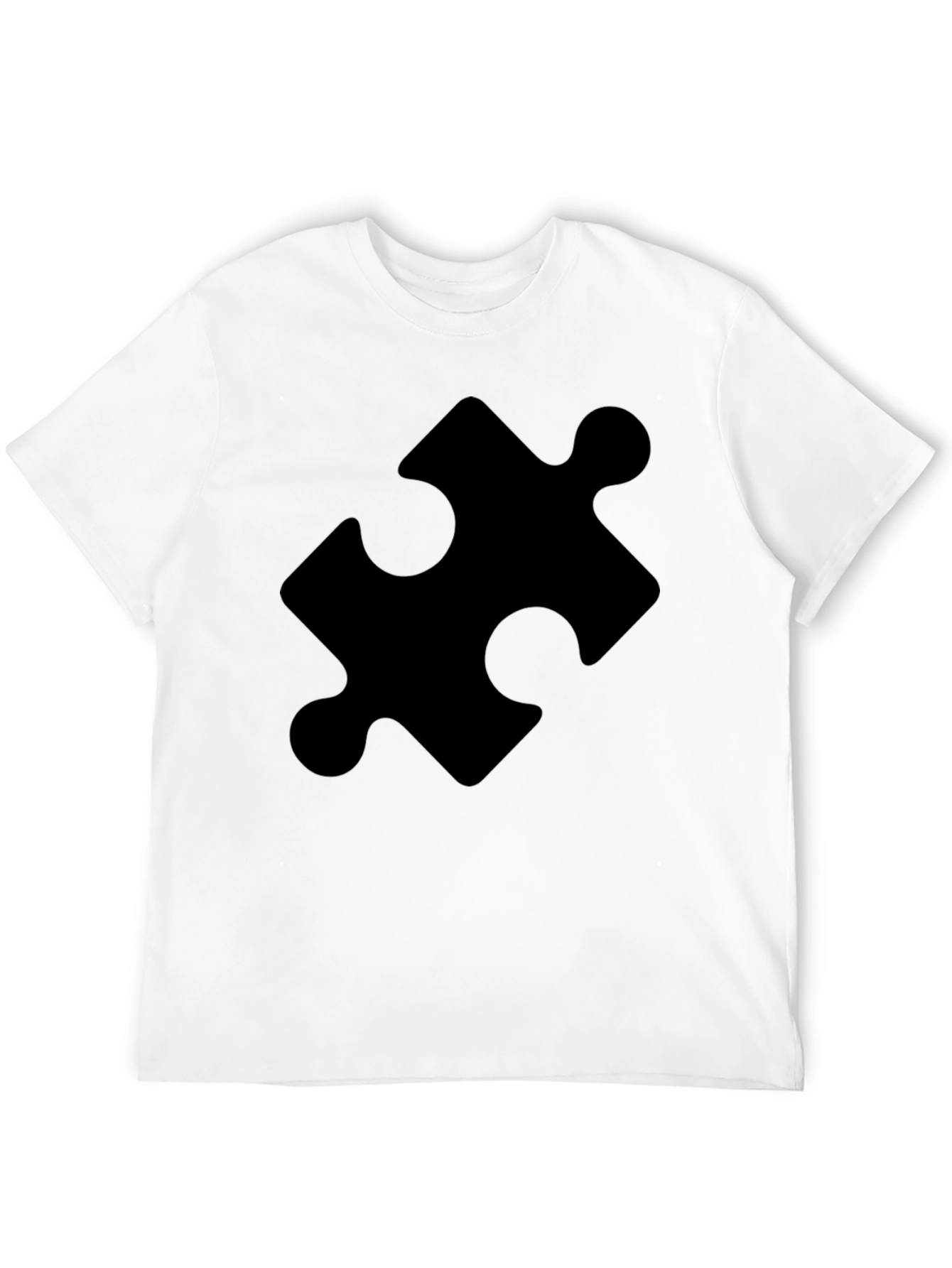 Black Puzzle Piece Graphic Tee - Classic Black Cotton T-Shirt view 12