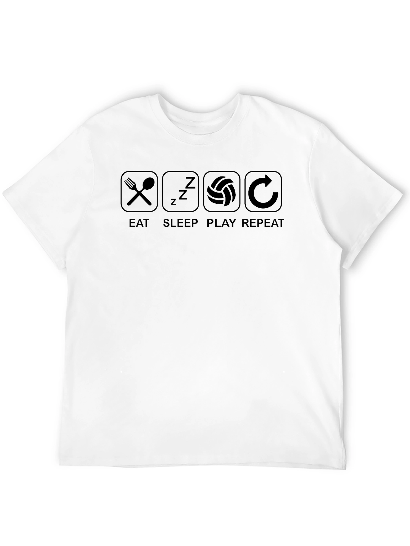 Black Eat Sleep Play Repeat Volleyball T-Shirt view 12