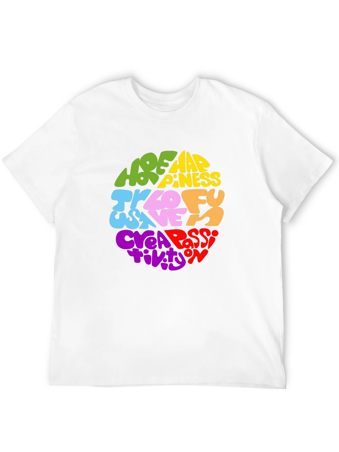 Black Colorful Word Art Graphic Print T-Shirt view 12
