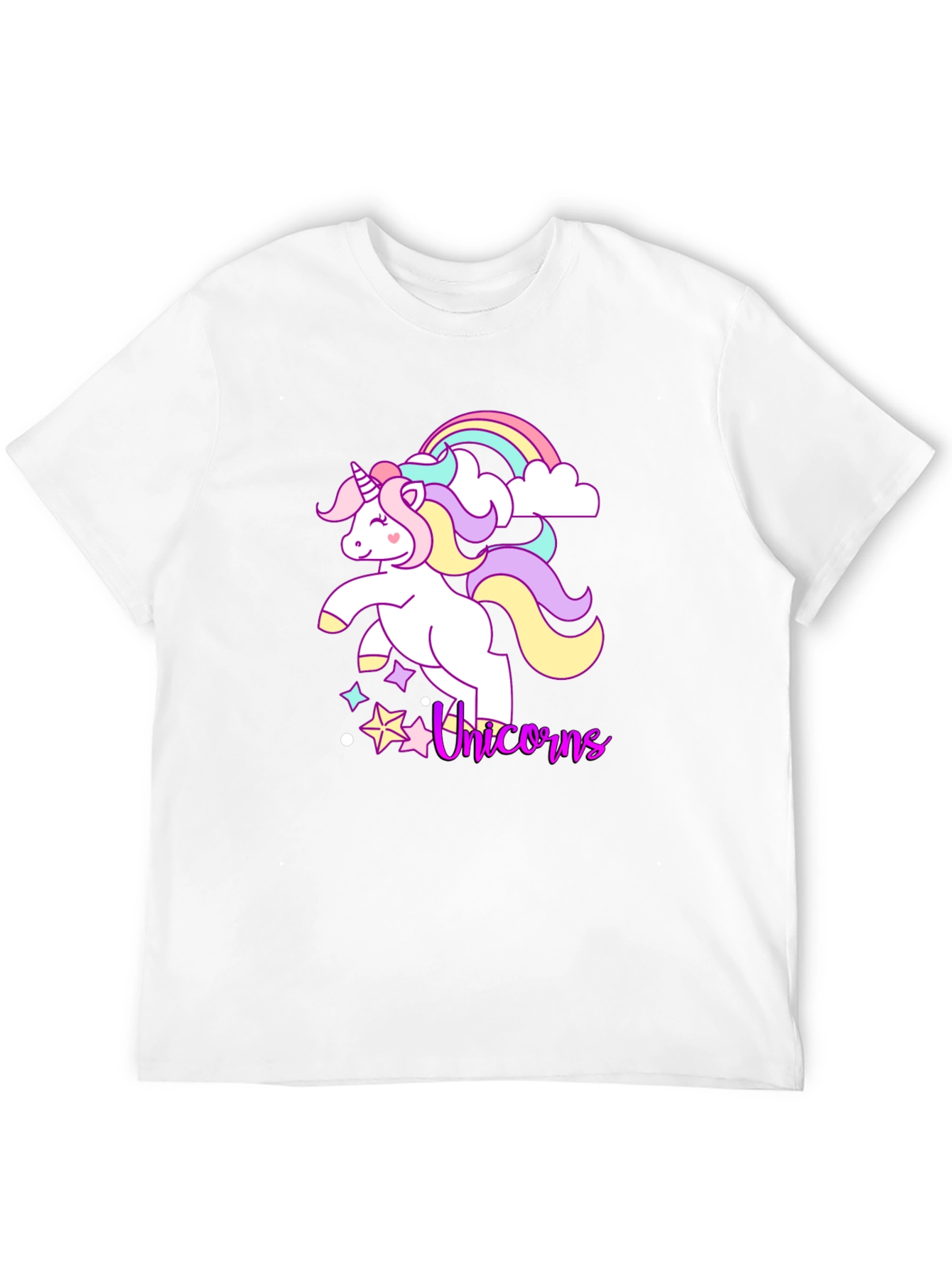 Black Unicorn Rainbow Graphic Tee - Black Cotton Casual Shirt view 12