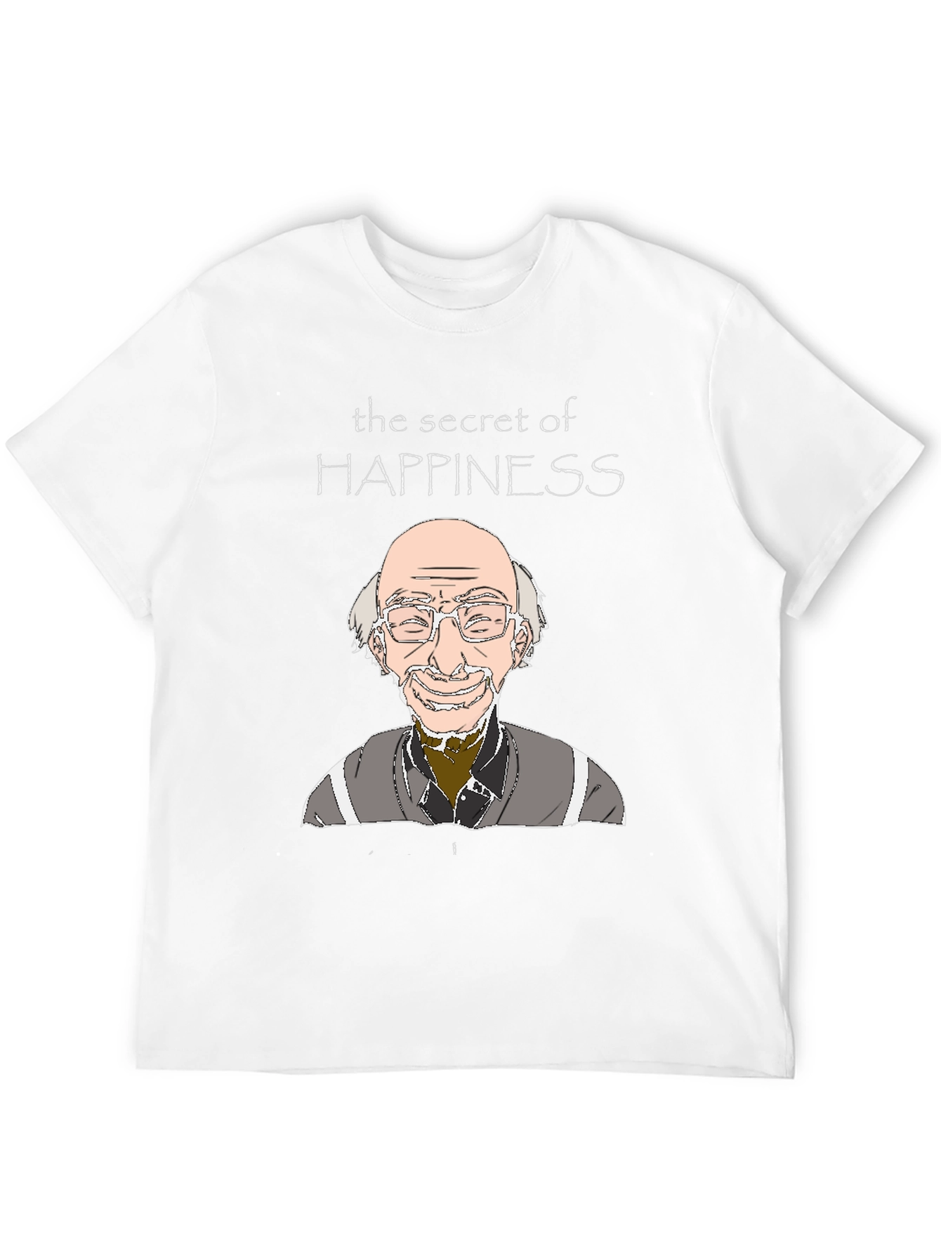 Black Secret of Happiness Cartoon Graphic Tee view 12