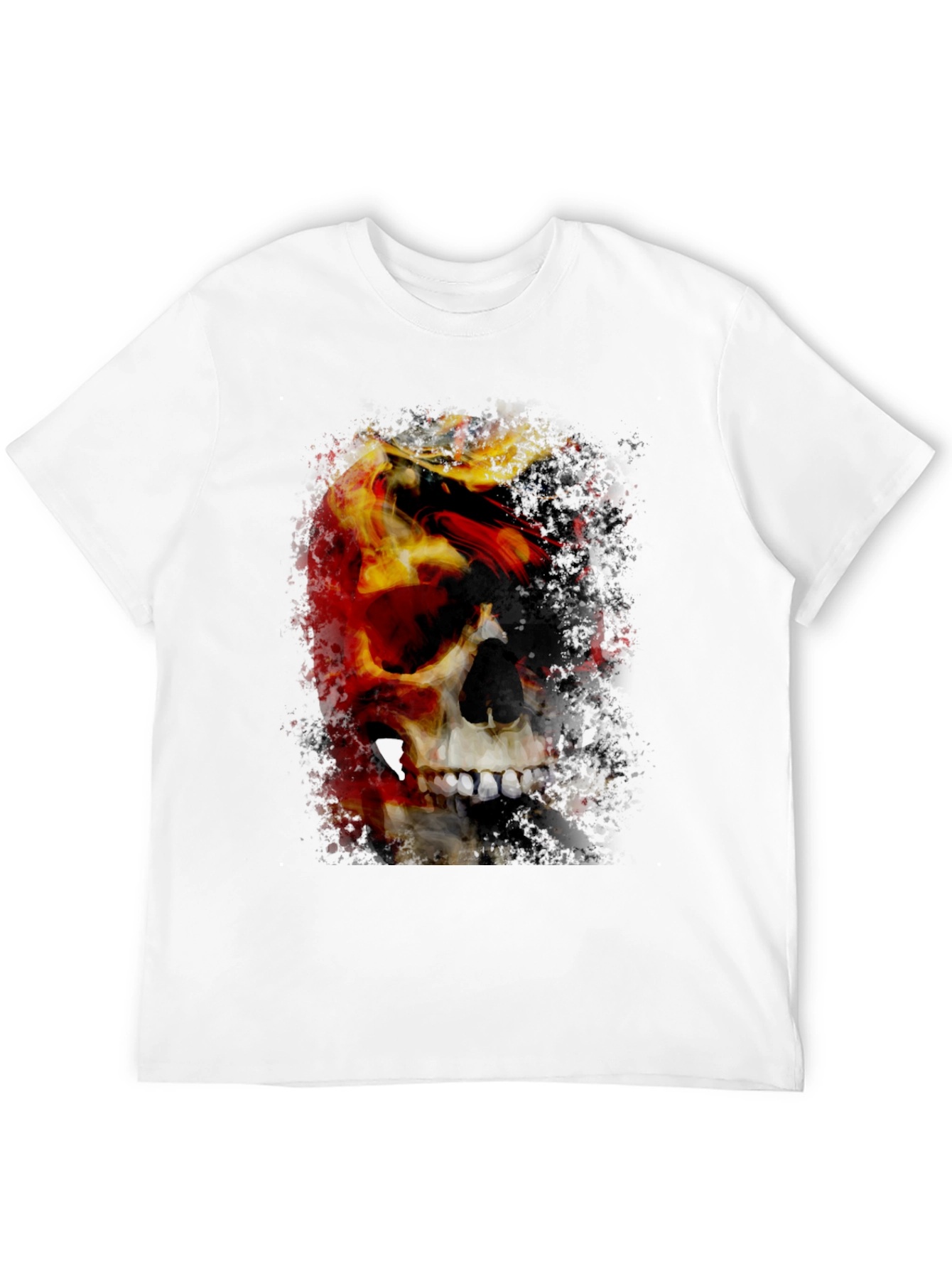 Black Skull & Fire Graphic T-Shirt - Men's Black Tee view 12