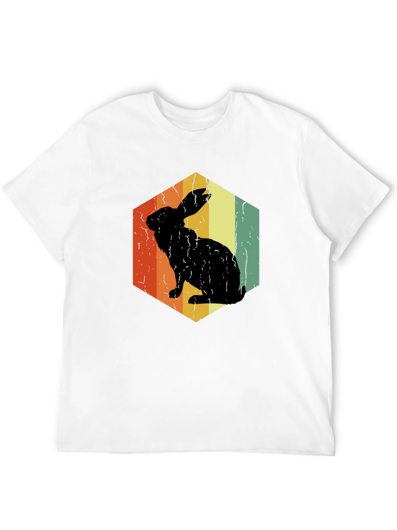 Black Retro Rabbit Hexagon Graphic T-Shirt view 12