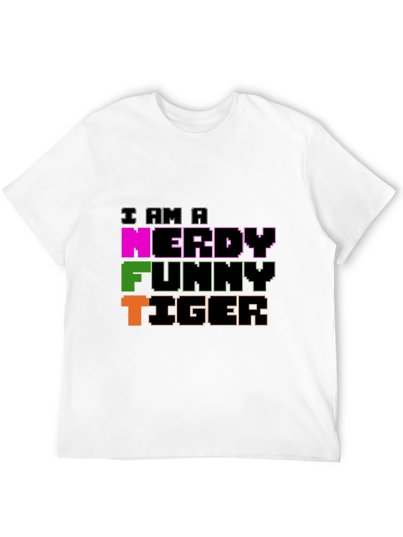 Black Nerdy Funny Tiger Graphic Tee - Black Crew Neck view 12