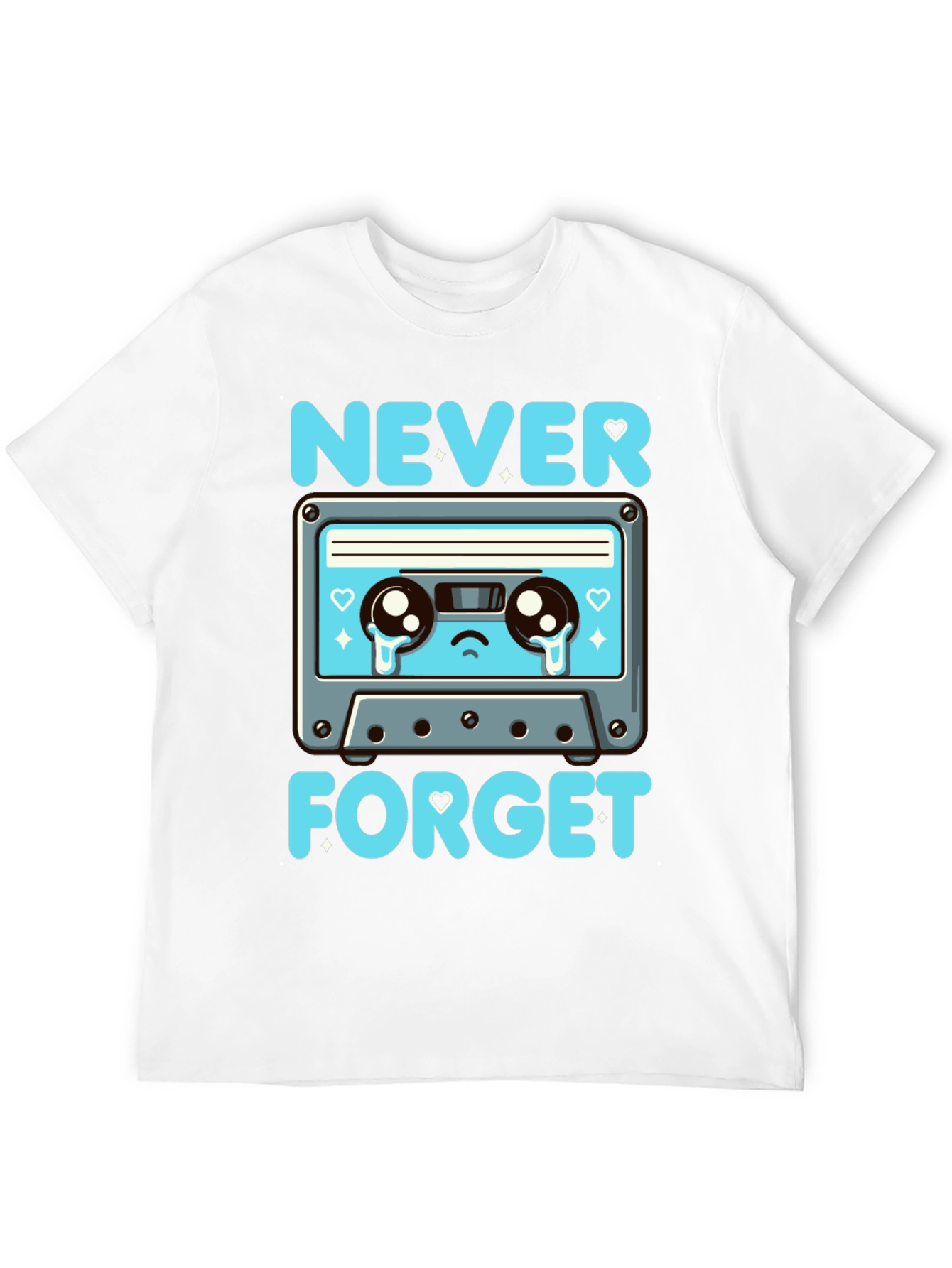 Black Retro Cassette Tape Never Forget T-Shirt view 12