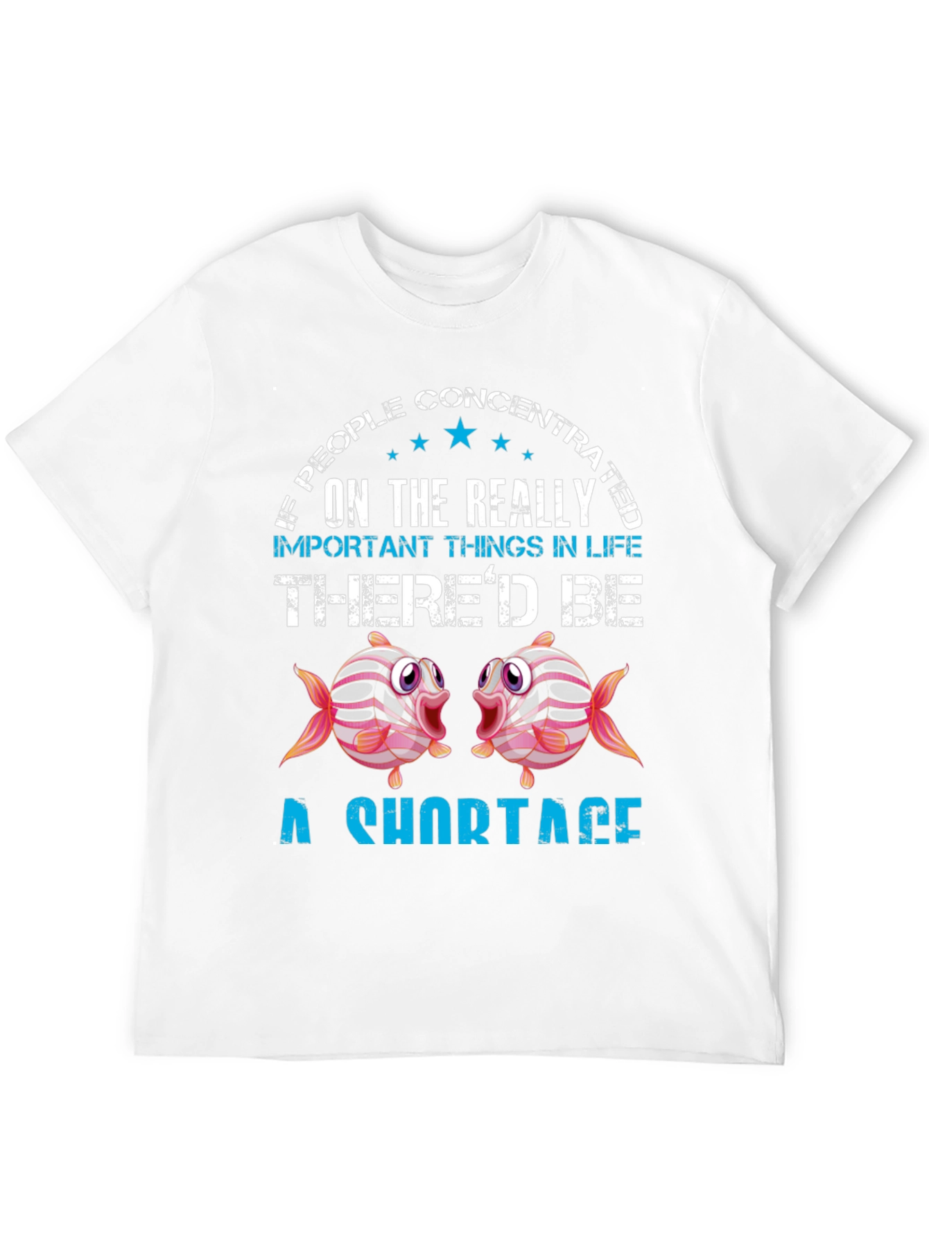 Black Funny Fish Shortage Graphic T-Shirt view 12