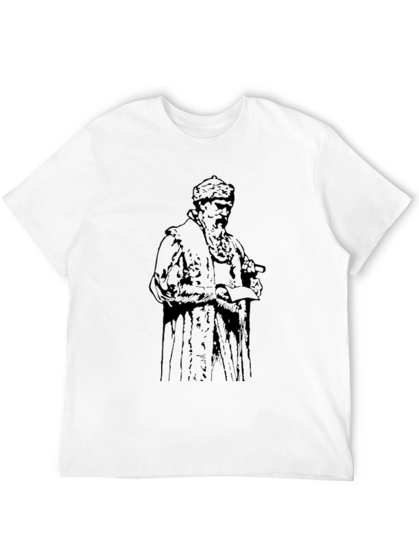 Black Men's Black T-shirt with Vintage Figure Print view 12