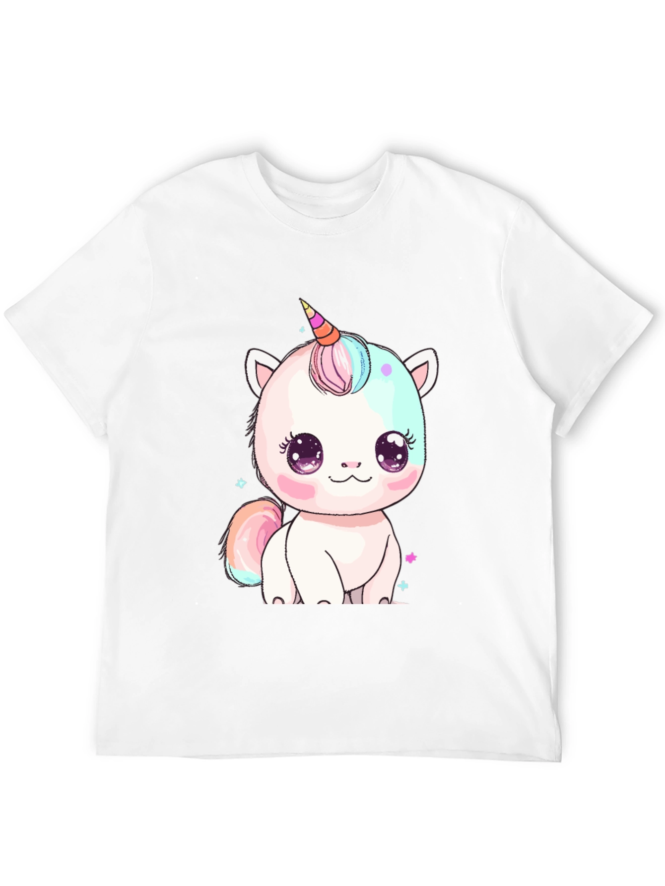 Black Cute Kawaii Unicorn Graphic Tee - Black view 12