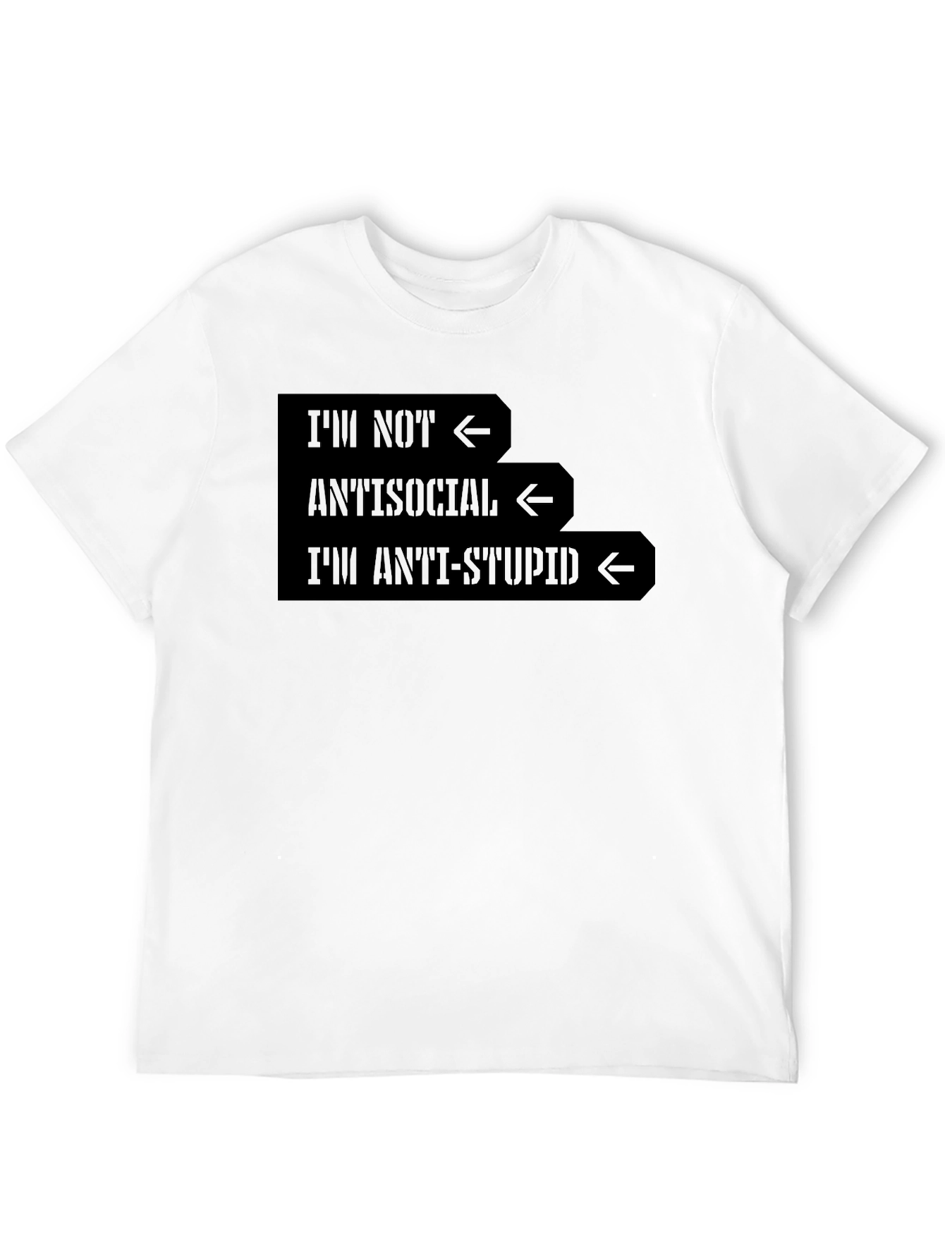 Black Anti-Stupid Graphic Tee - Sarcastic Humor T-Shirt view 12