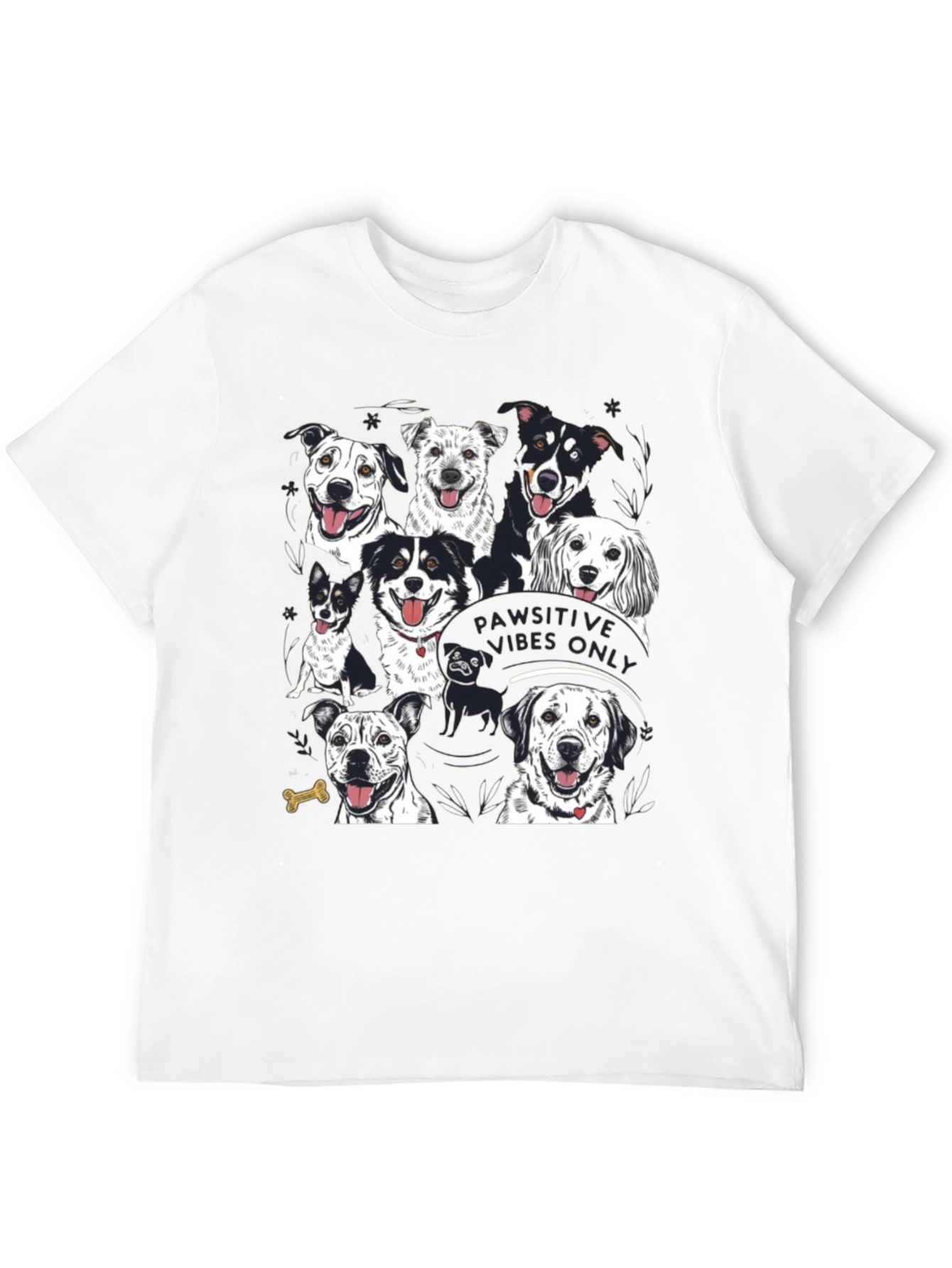 Black Pawsitive Vibes Only Dog Graphic T-Shirt view 12
