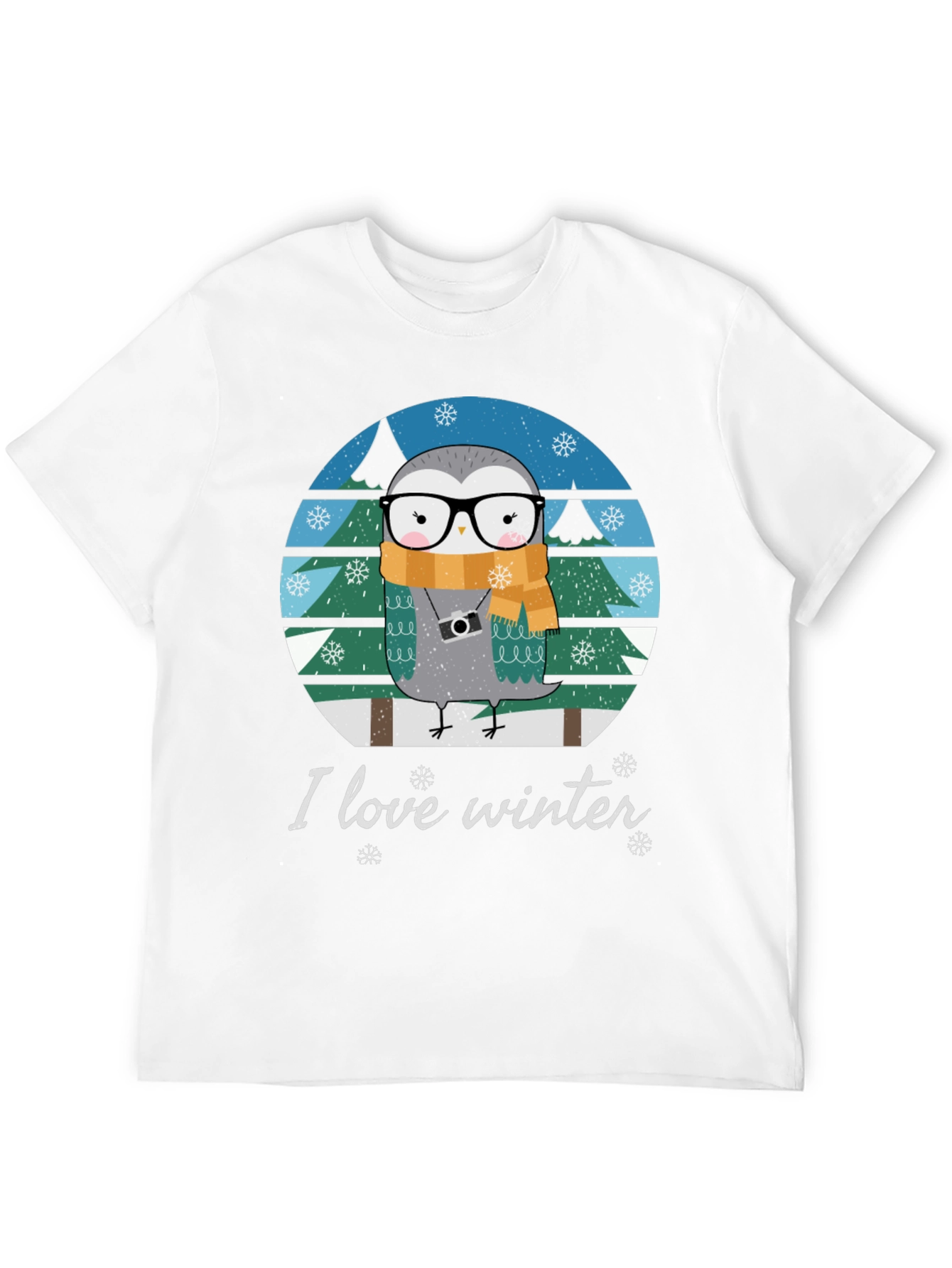 Black I Love Winter Owl T-Shirt view 12