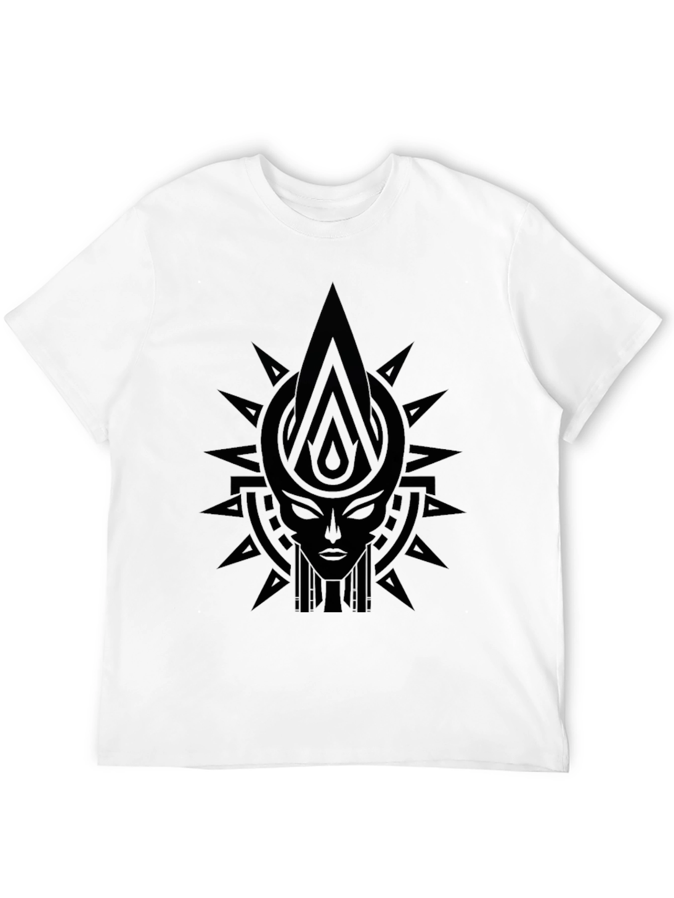 Black Tribal Goddess Graphic Print Black T-Shirt view 12