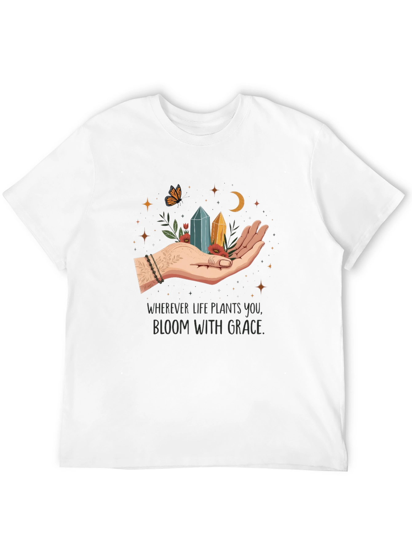 Black Bloom With Grace T-Shirt - Unisex Soft Cotton Tee view 12